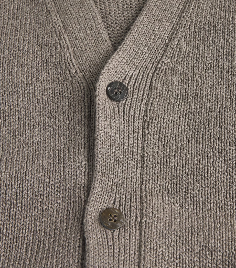 Eskandar Womens Linen-Organic Cotton Sleeveless Cardigan Mink Image 6