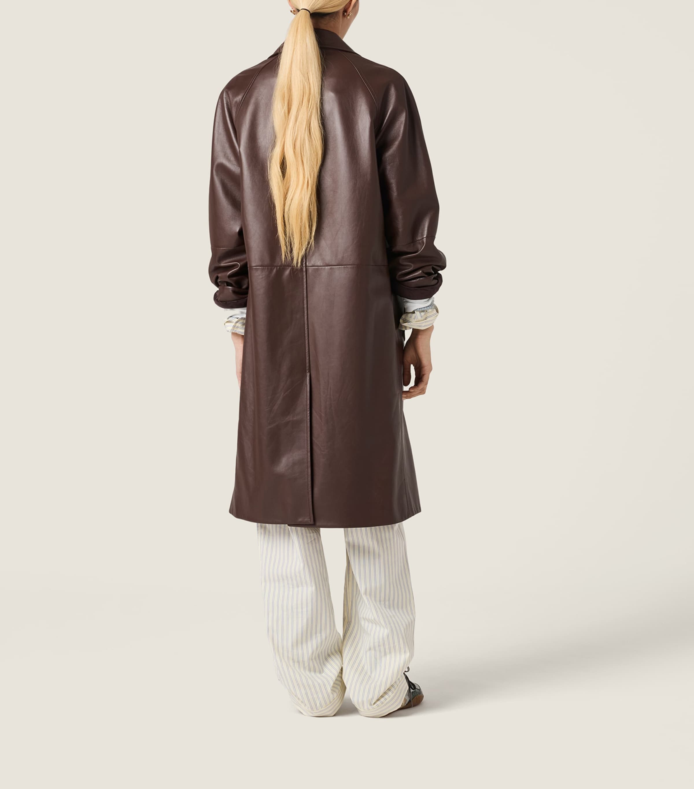 Miu Miu Womens Nappa Leather Coat Brown Image 3