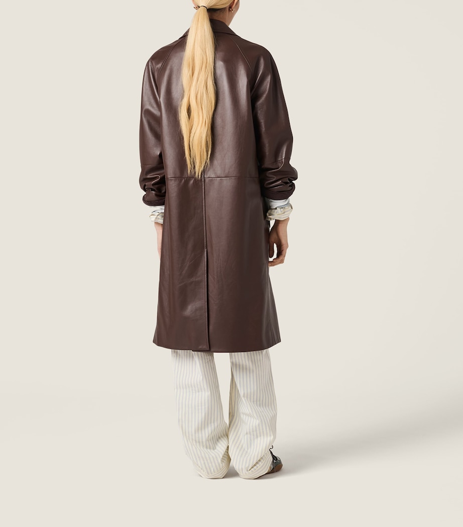 Miu Miu Womens Nappa Leather Coat Brown Image 3