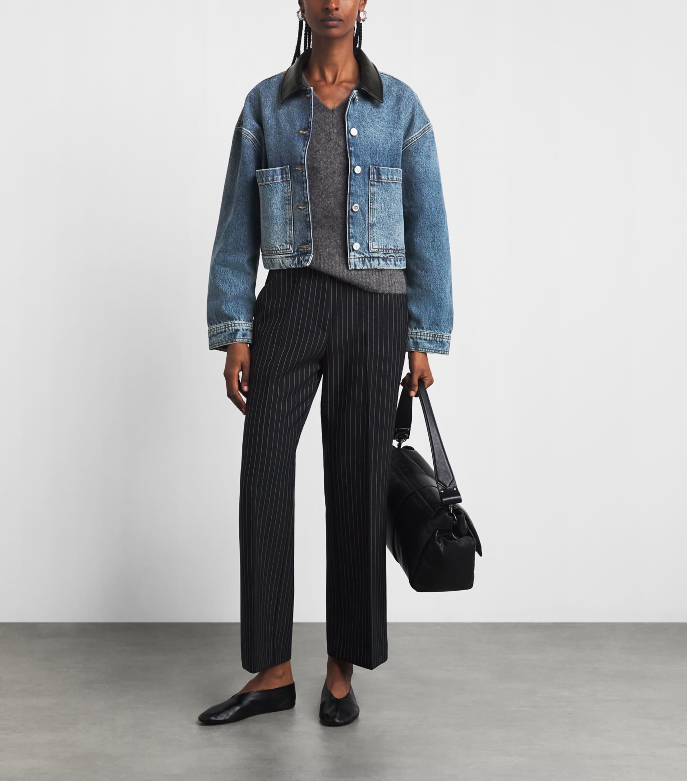 ANINE BING Womens Yuma Denim Jacket Washed Blue Image 2