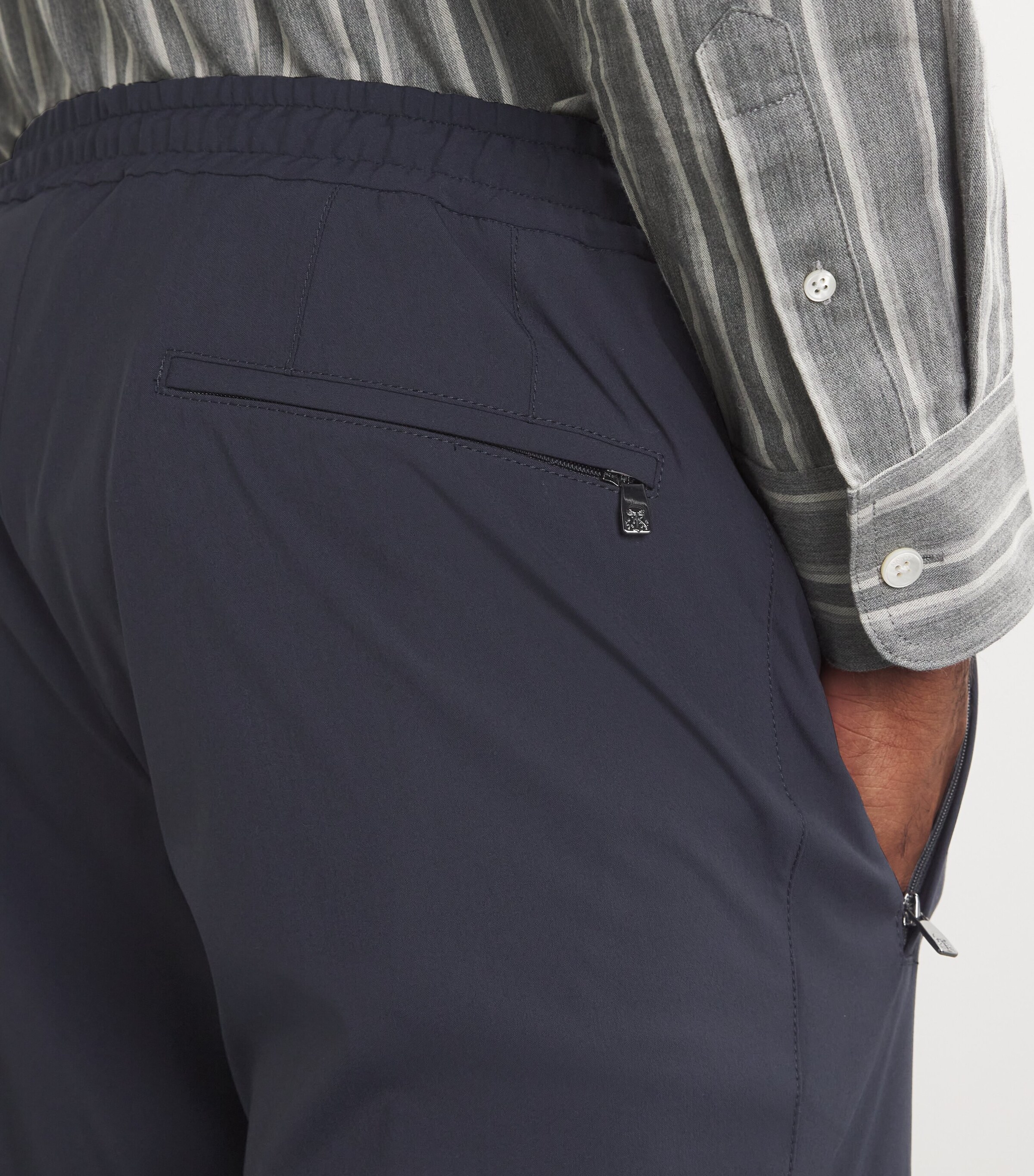 Slim Drawstring Trousers 002 DARK BLUE Image 6