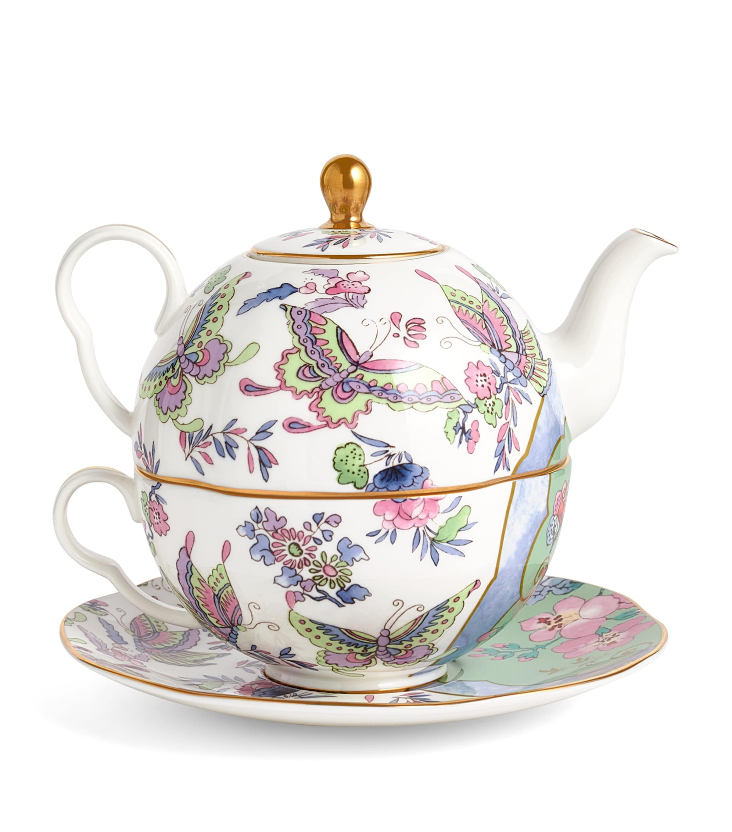 Bone China Butterfly Bloom Tea For One Teapot Set MULTI Image 3