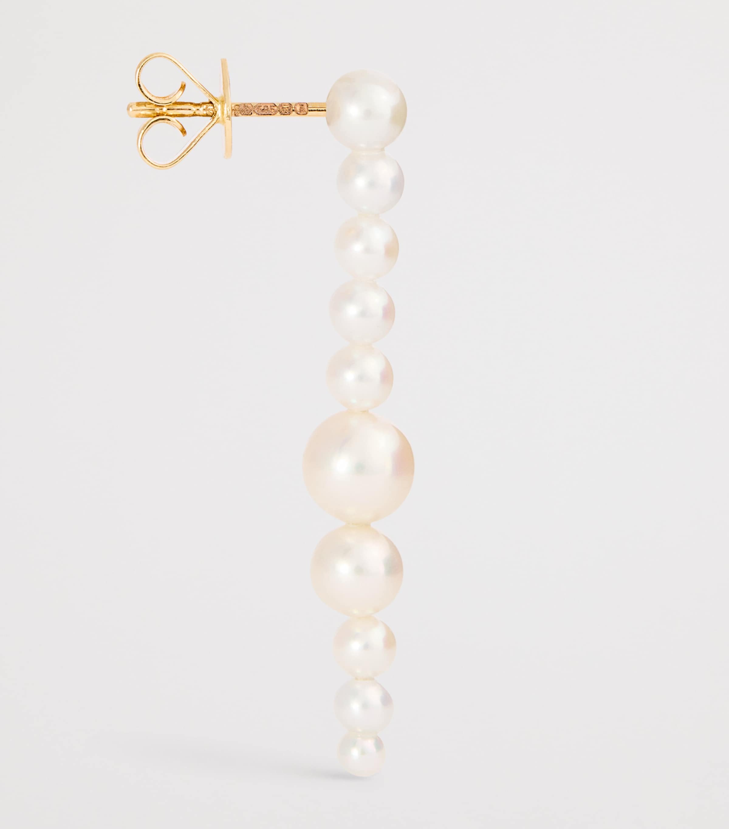 Yellow Gold and Pearl Sienna Moon Earrings YELLOW GOLD Image 4