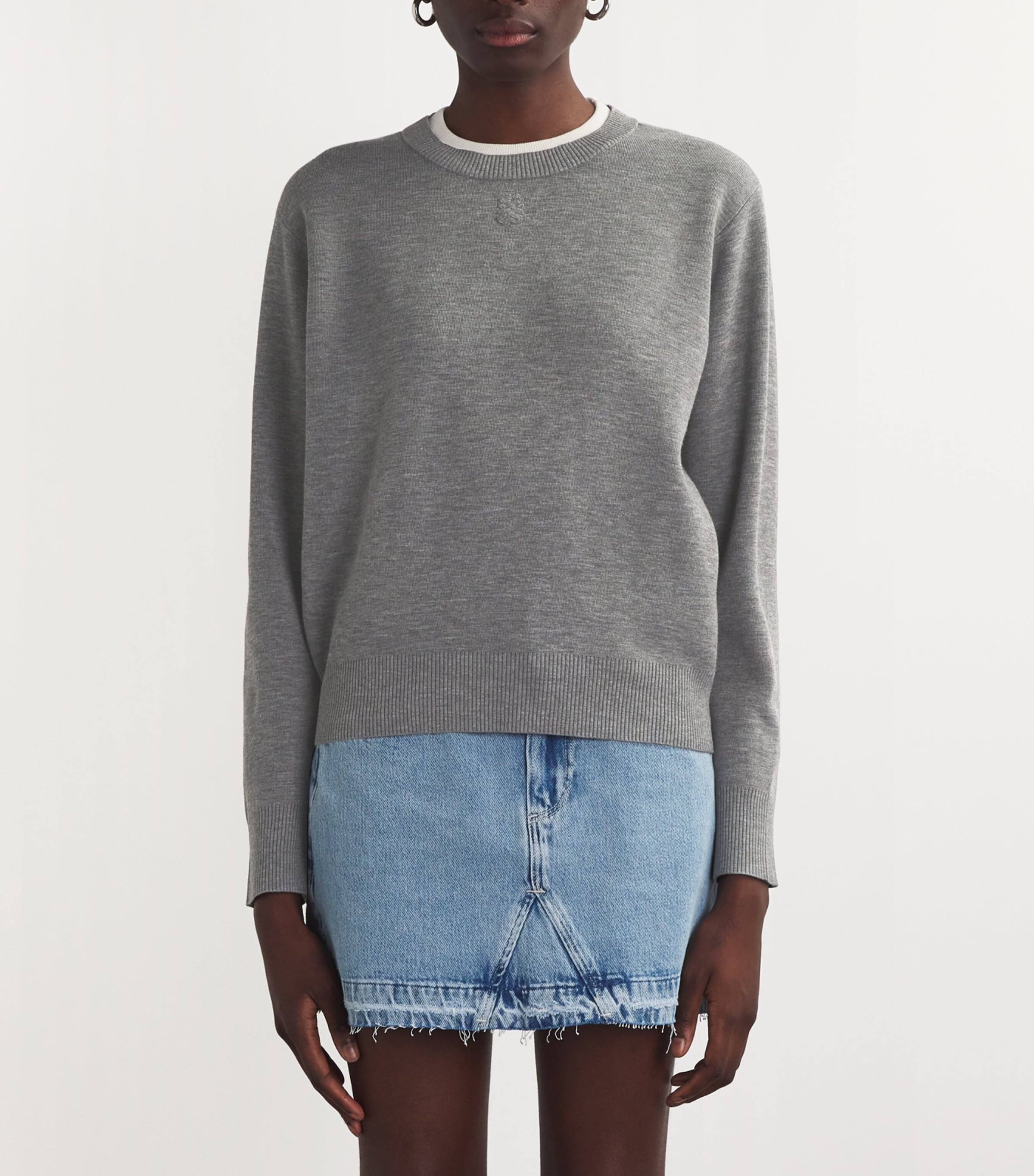Contrast-Neck Oversized Sweater GREY Image 3