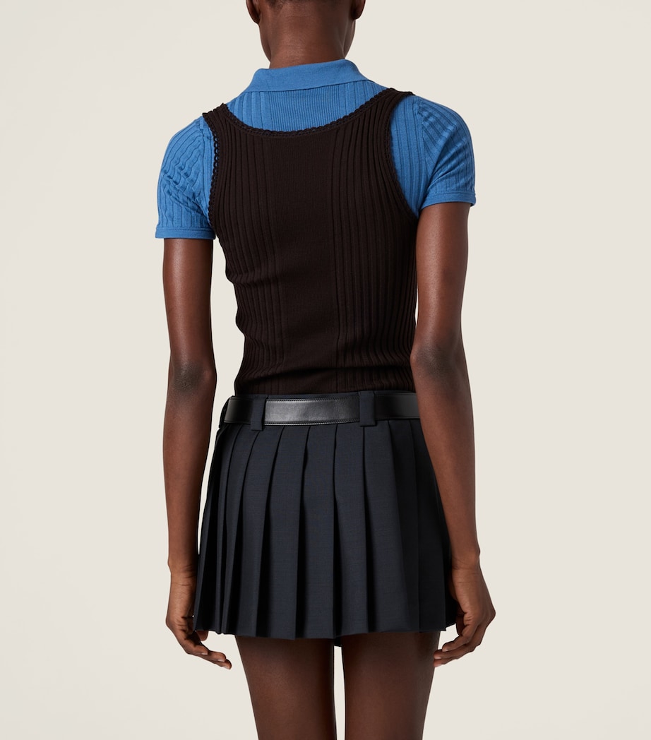 Miu Miu Womens Kid Mohair Pleated Mini Skirt Image 3