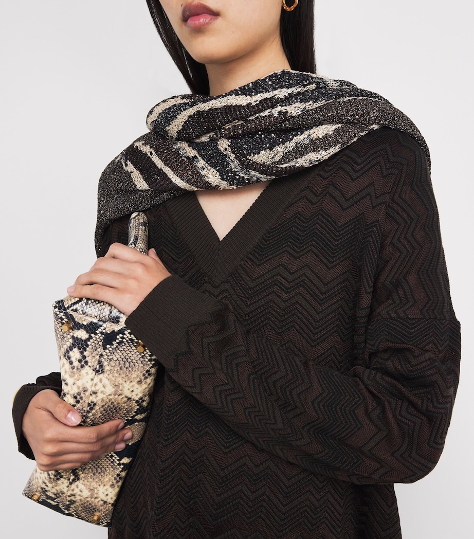 Zigzag V-Neck Sweater S80E1 SOLID BROWN Image 6