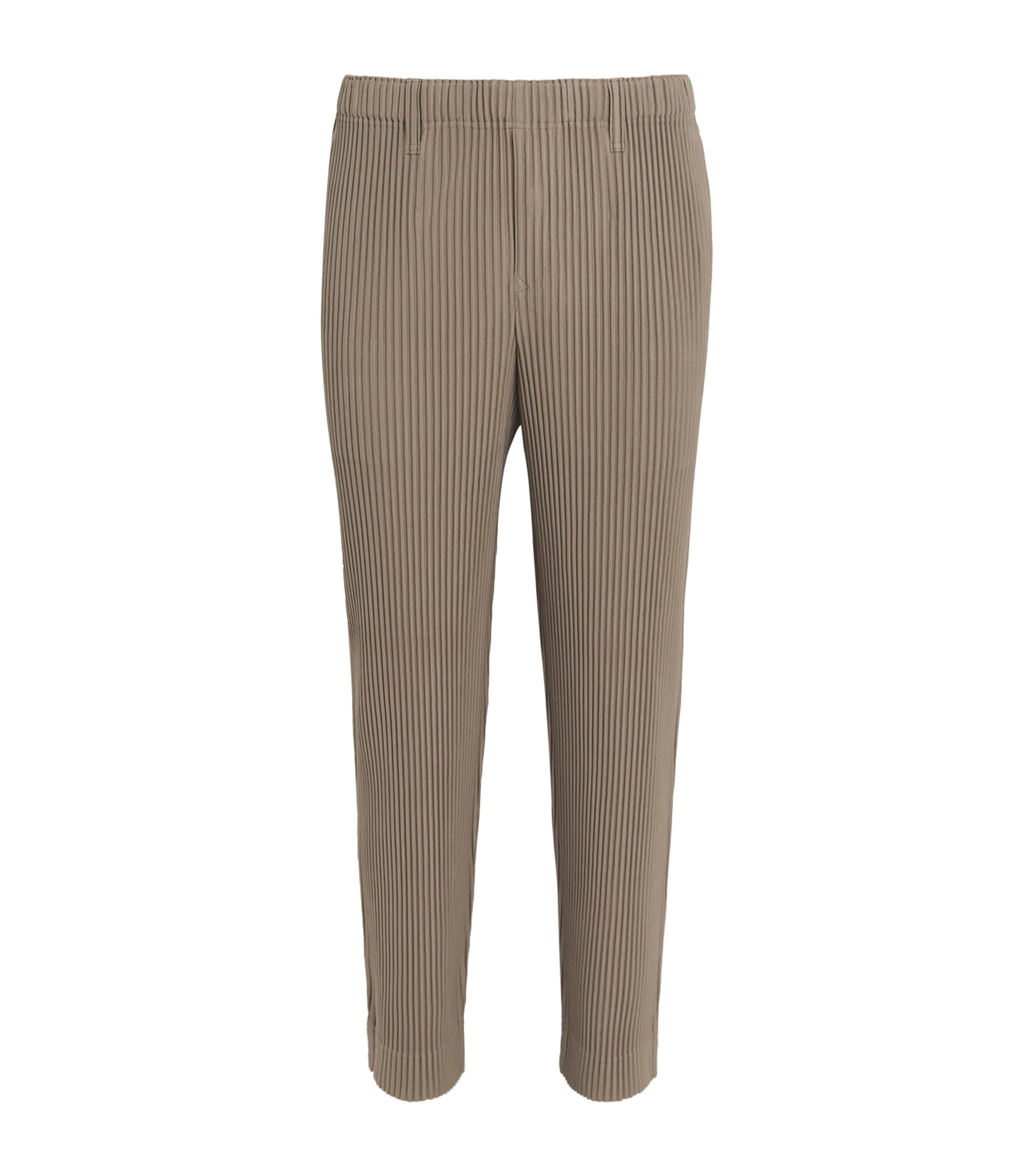 Homme Plissé Issey Miyake Mens Pleated Straight Trousers Riverside Gray Image 1