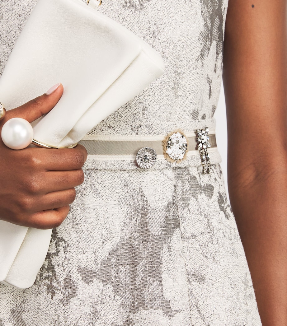 Metallic Jacquard Midi Dress ECRU Image 6