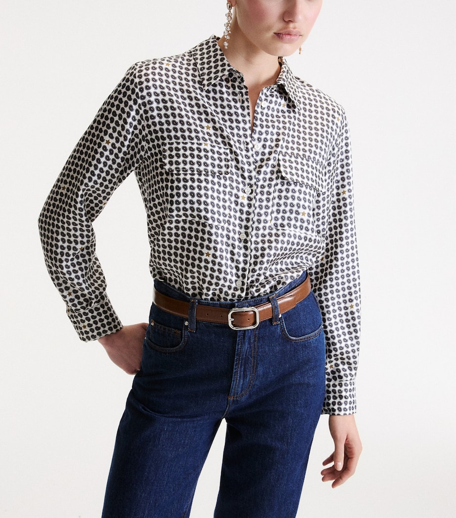 Marella Womens Silk Paisley Shirt Wool White Image 4