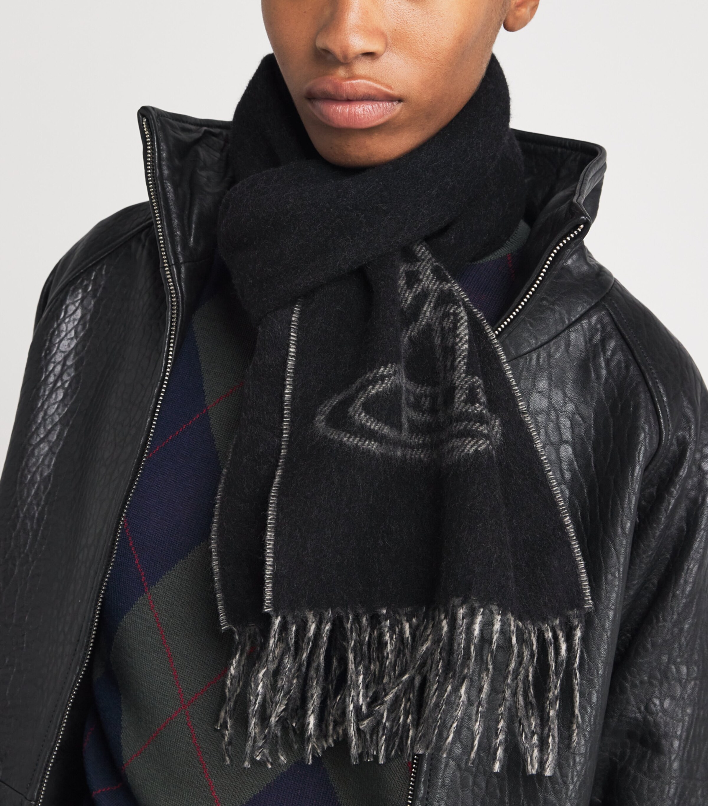 Vivienne Westwood Black Wool Orb Scarf | Harrods US