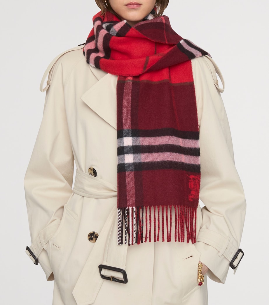Cashmere Contrast Check Scarf POST RED/OXBLOOD Image 3