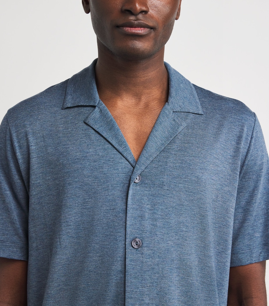 Hanro Mens Short-Sleeve Casuals Shirt Retro Blue Melg Image 3