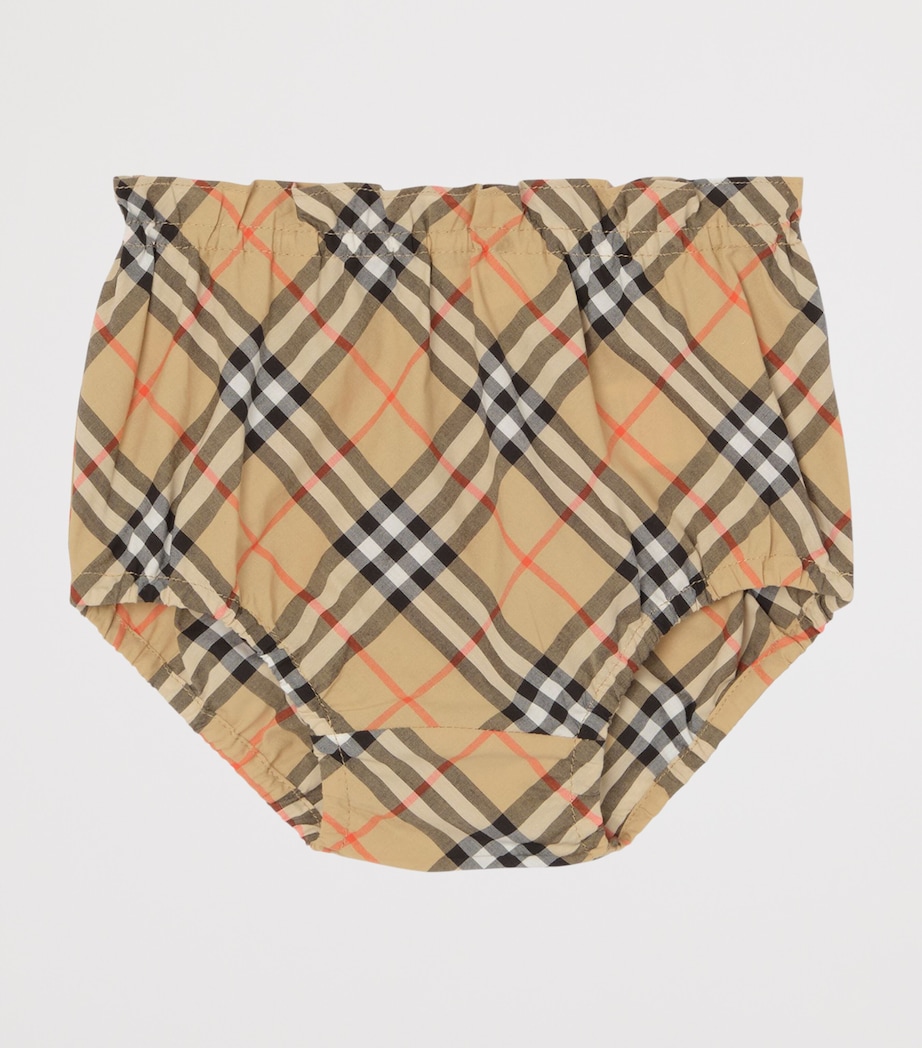 Burberry Kids Cotton Check Dress and Bloomers Set (1-18 Months) White Image 4