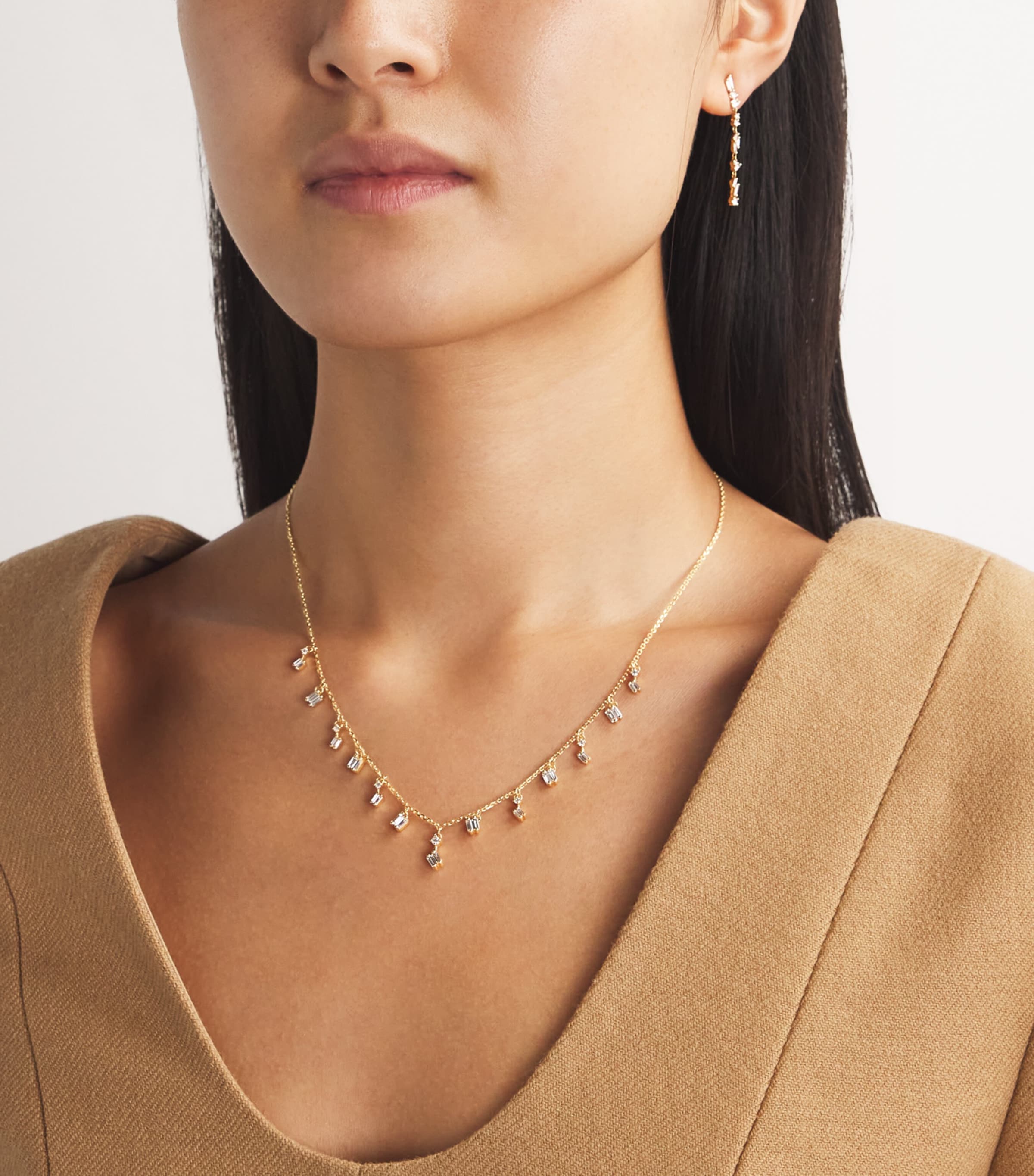 Yellow Gold and Diamond Classic Fireworks Cascade Necklace 18K YG/WD Image 4