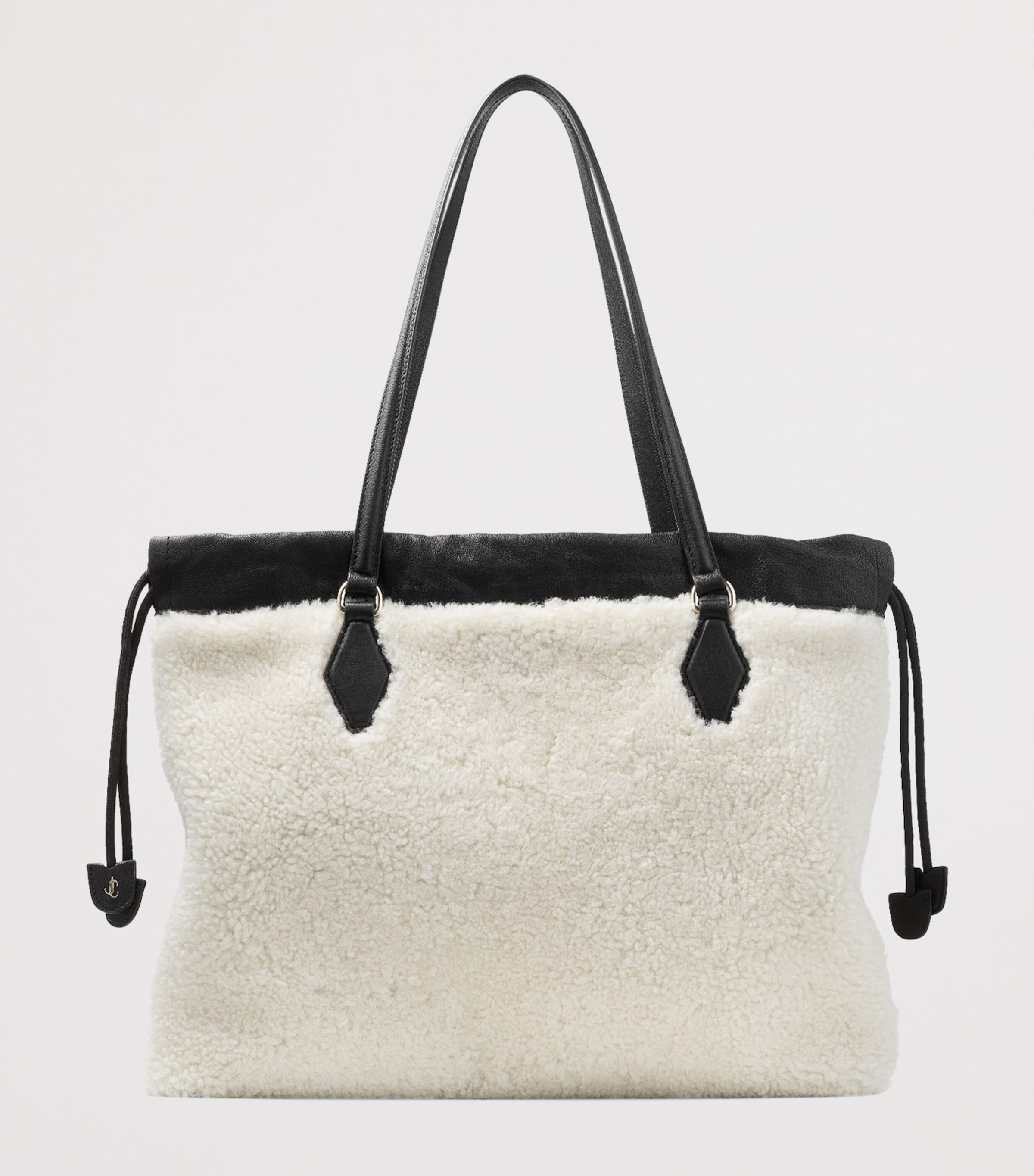 Shearling Drawstring Tote Bag NATURAL/BLACK Image 4