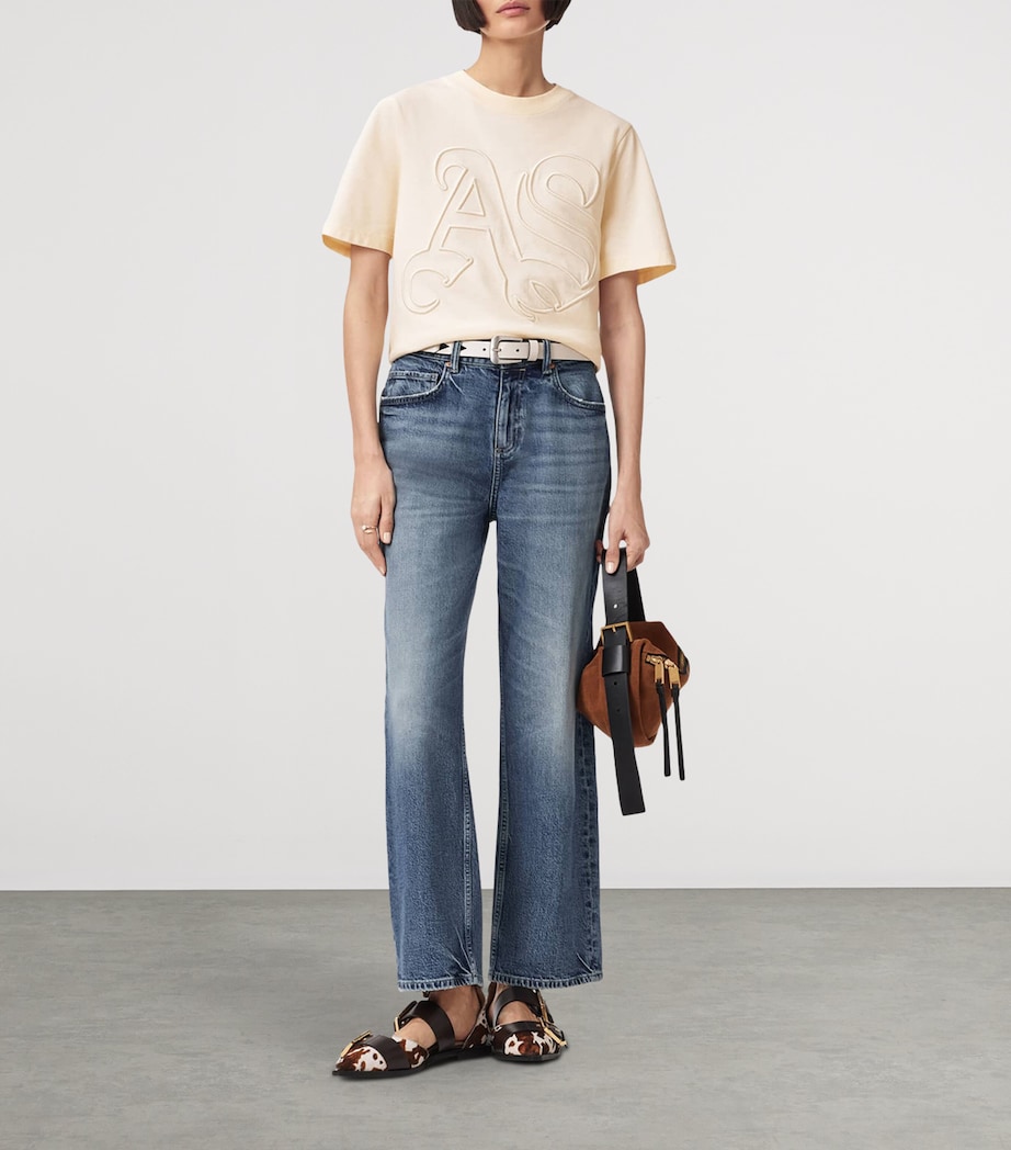 Embroidered Lisa T-Shirt PEBBLE WHITE Image 3