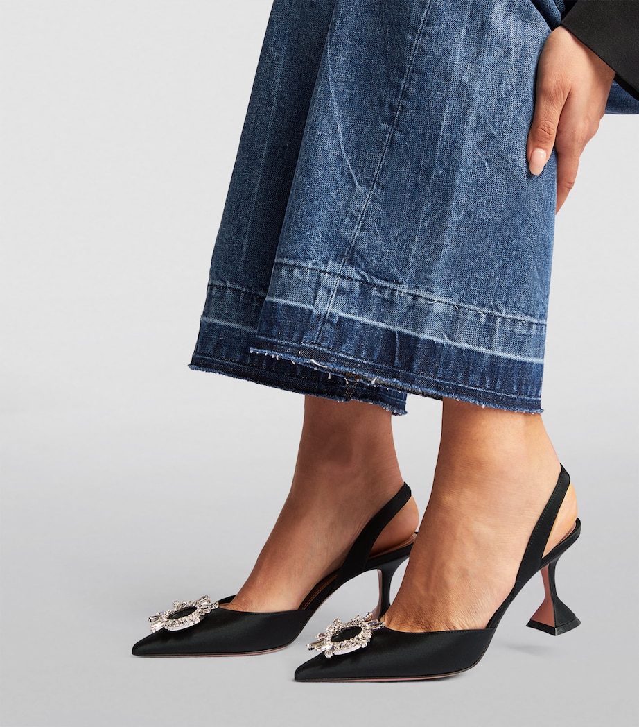 Satin Begum Slingback Pumps 70 BLACK Image 2