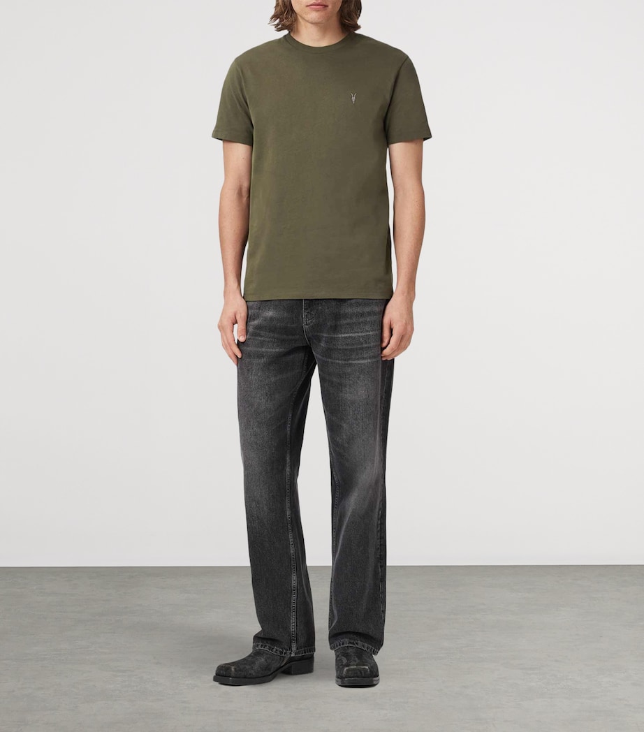 AllSaints Mens Embroidered Ramskull Dexter T-Shirt Wild Green Image 2