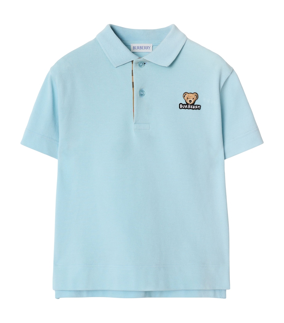 Cotton Thomas Bear Polo Shirt (3-12 Years) CLOUD BLUE Image 1