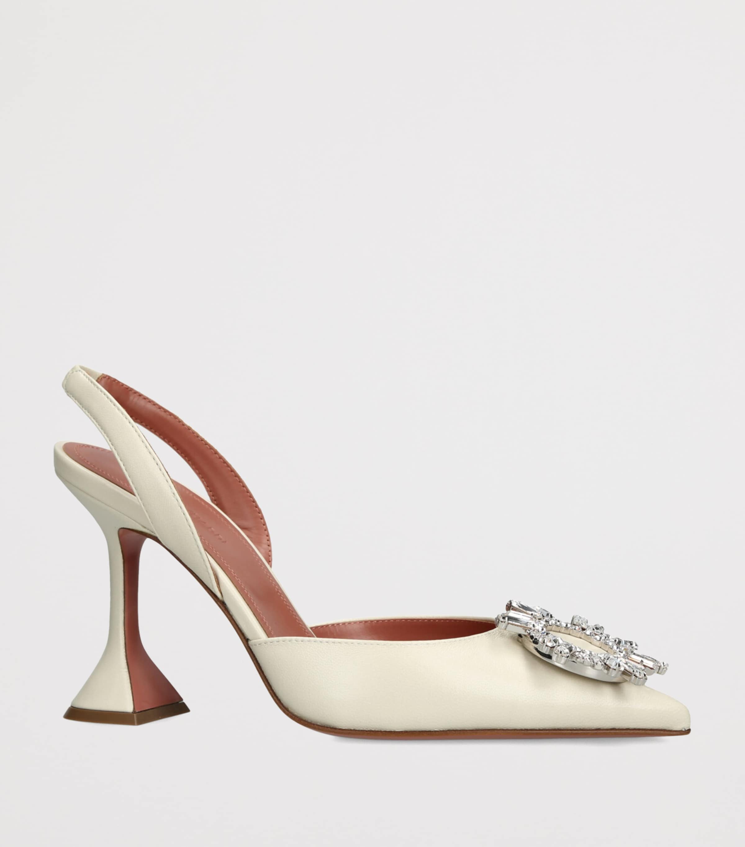 Leather Begum Slingback Pumps 95 BONE Image 3