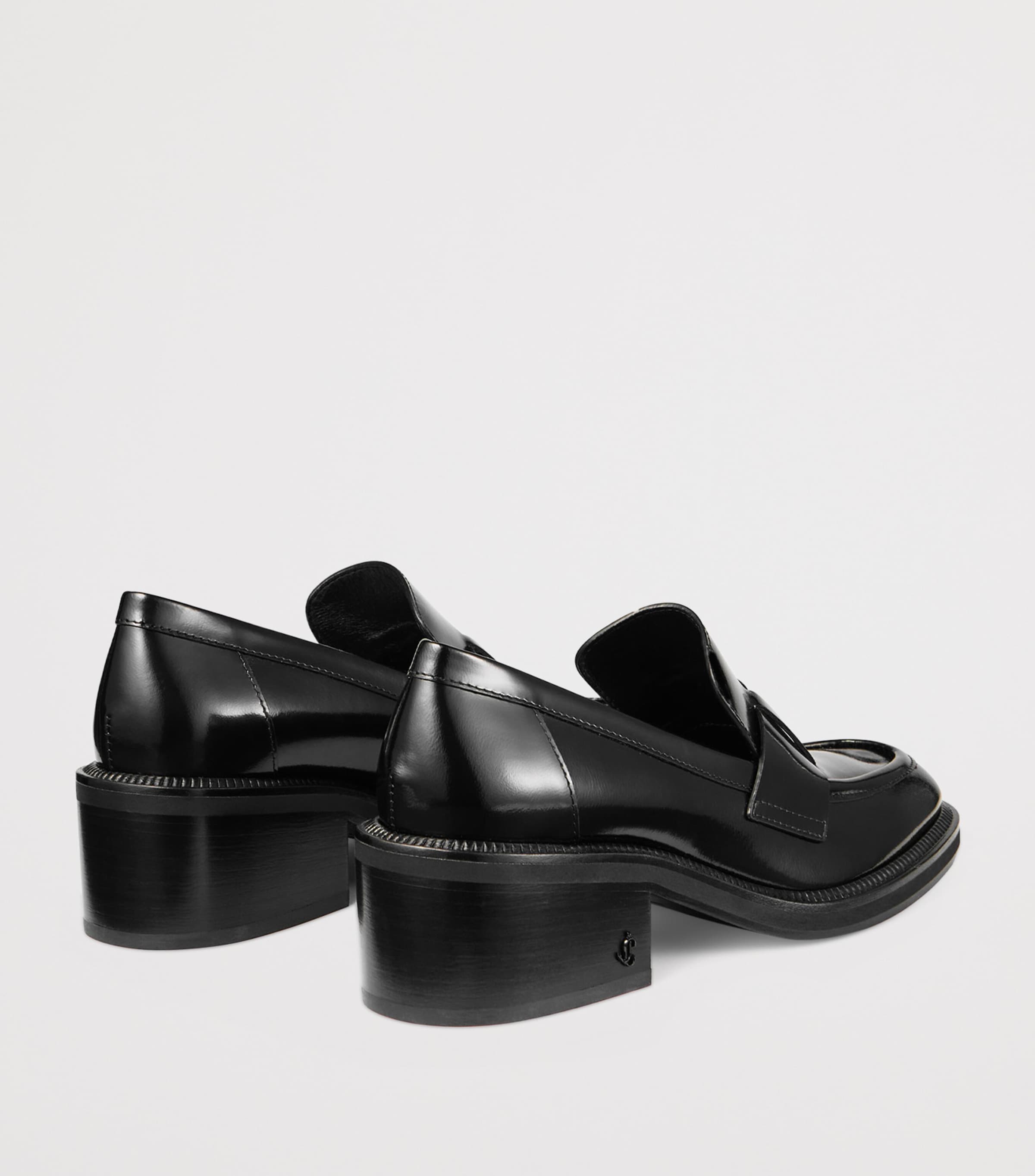 Tylor 60 Leather Heeled Loafers BLACK Image 4