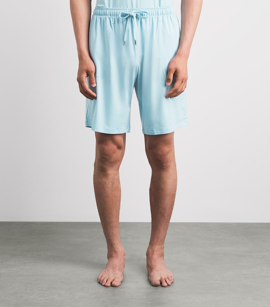 Derek Rose Mens Micromodal Basel Sweatshorts Blu Image 4
