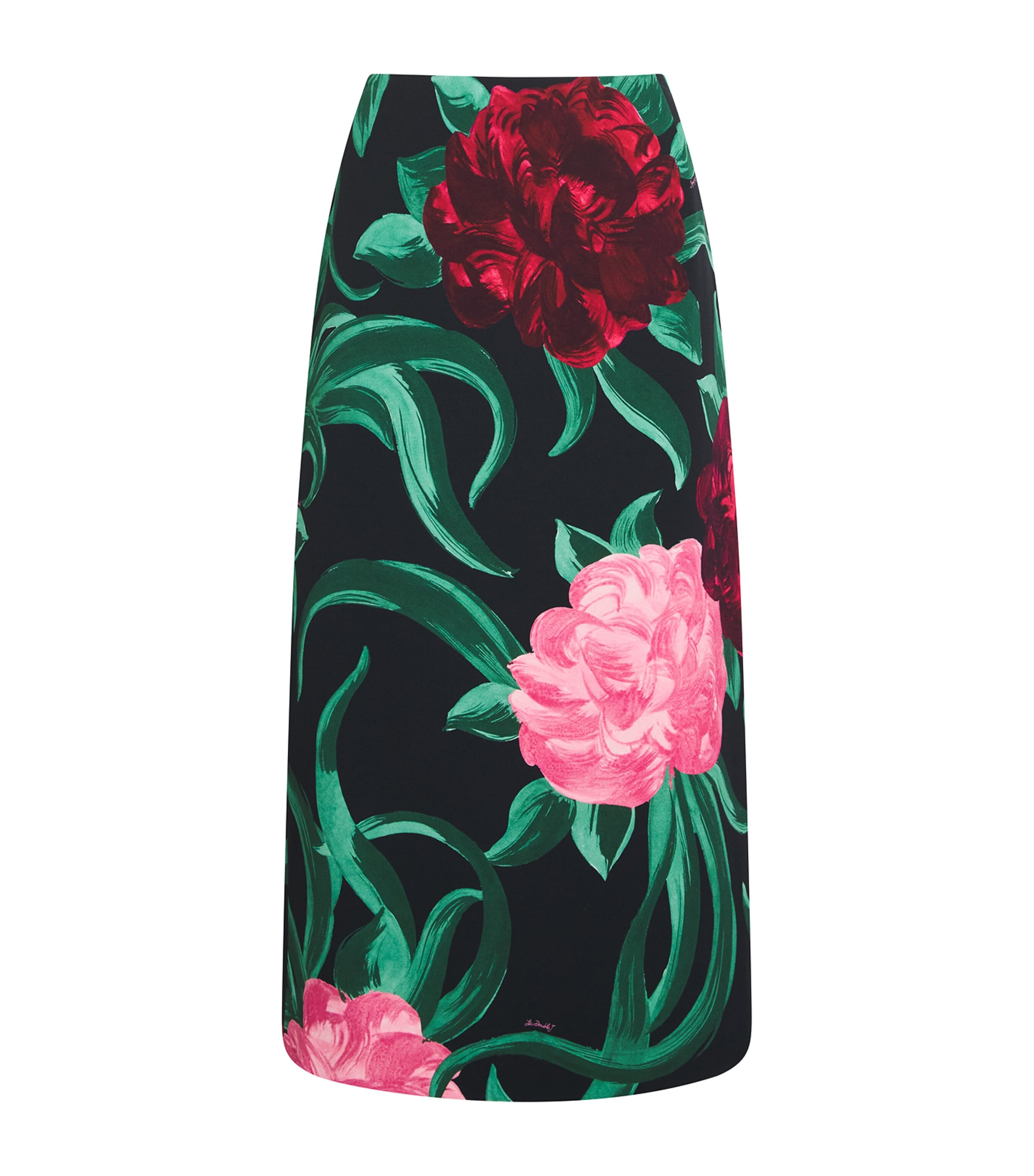 La Doublej Silk Floral Pencil Skirt In Green
