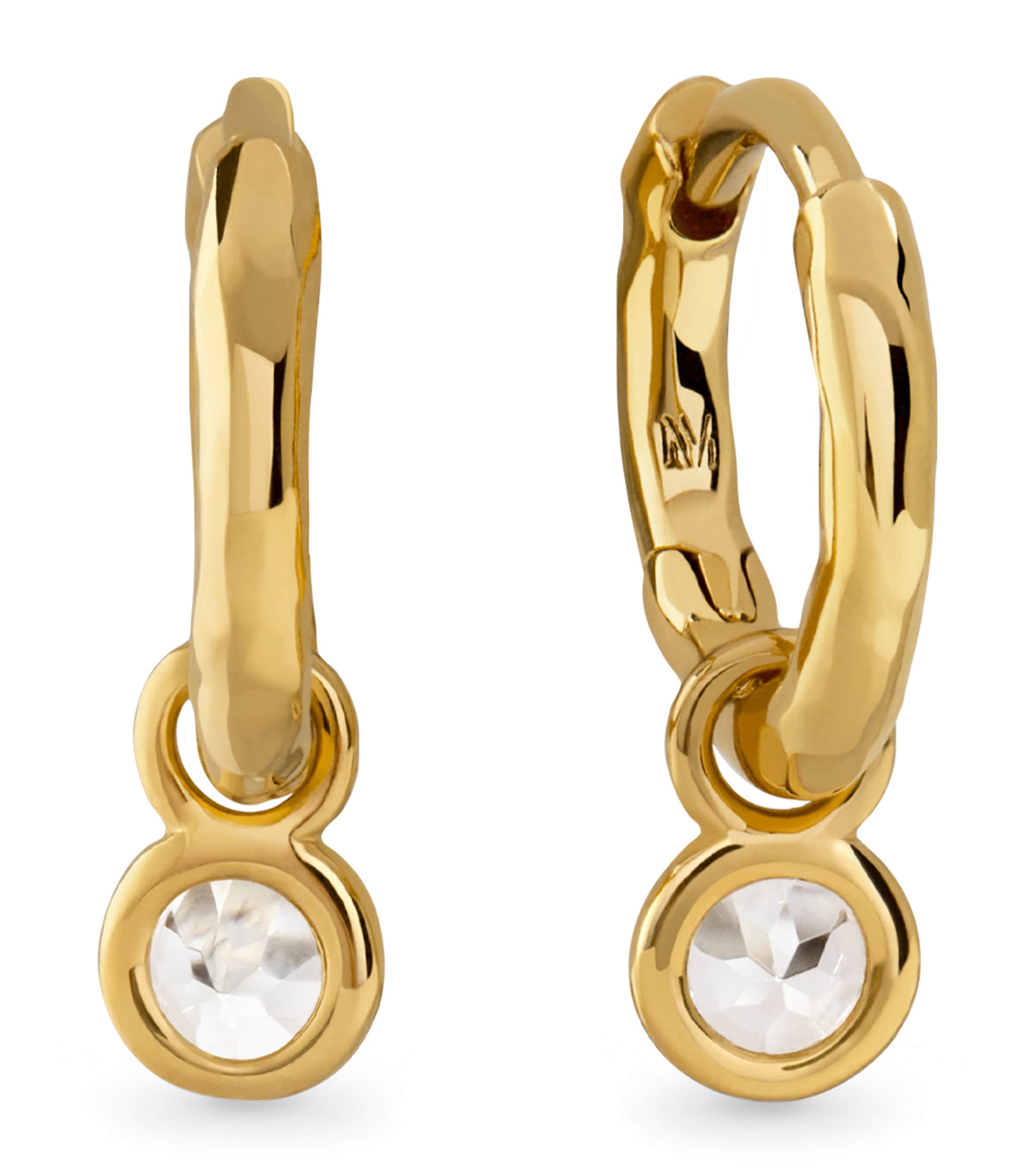 Monica Vinader Mini Gold Vermeil And White Topaz Gemstone Huggie Earrings In Gold