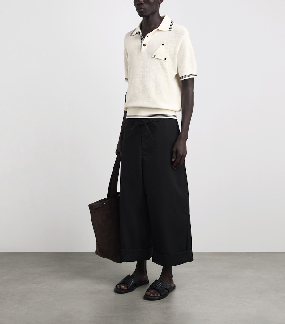 Jacquemus Mens Silk-Cotton Sailboat Polo Shirt White Image 2