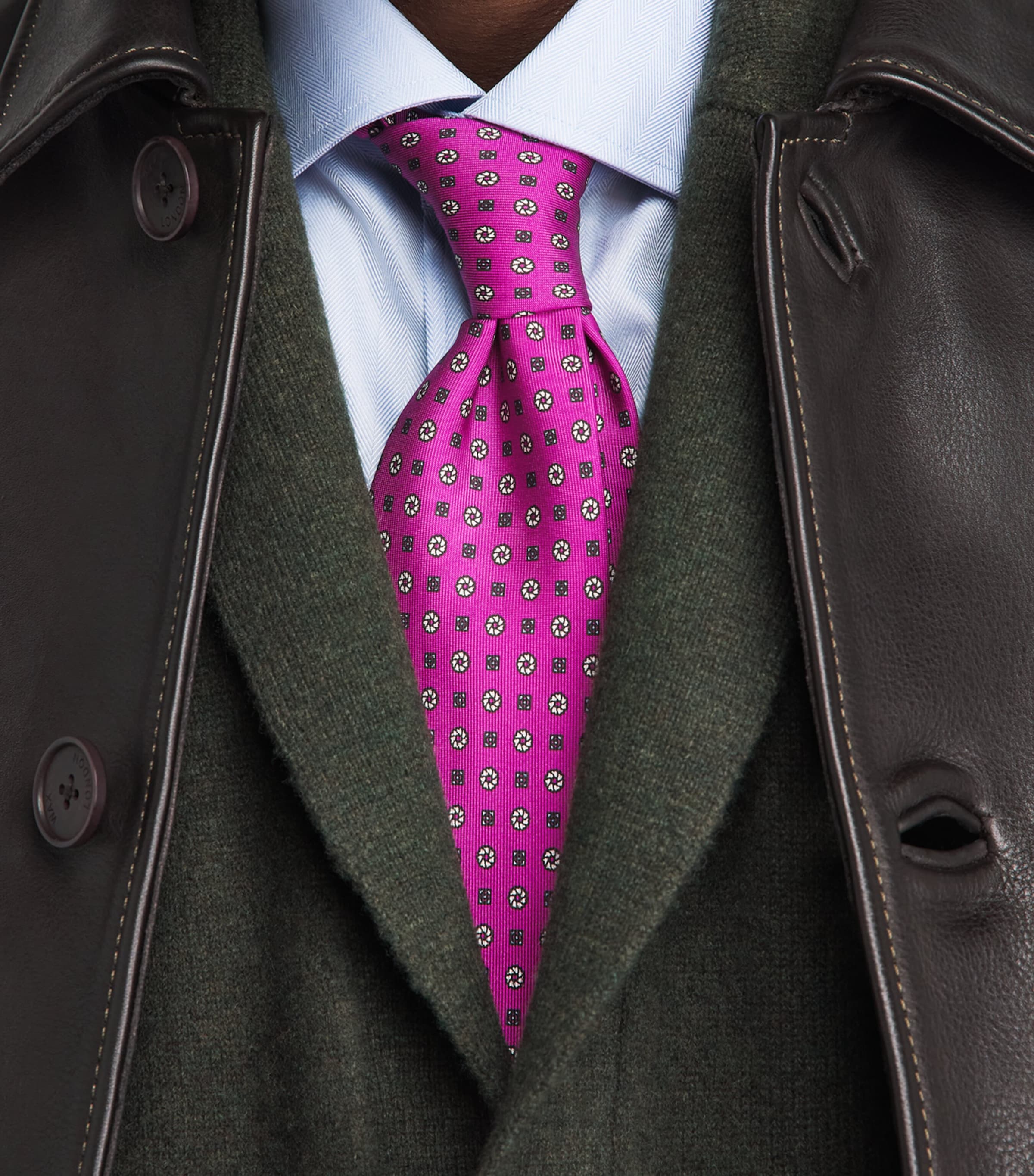 E. Marinella Silk Geometric Tie Brown Image 2