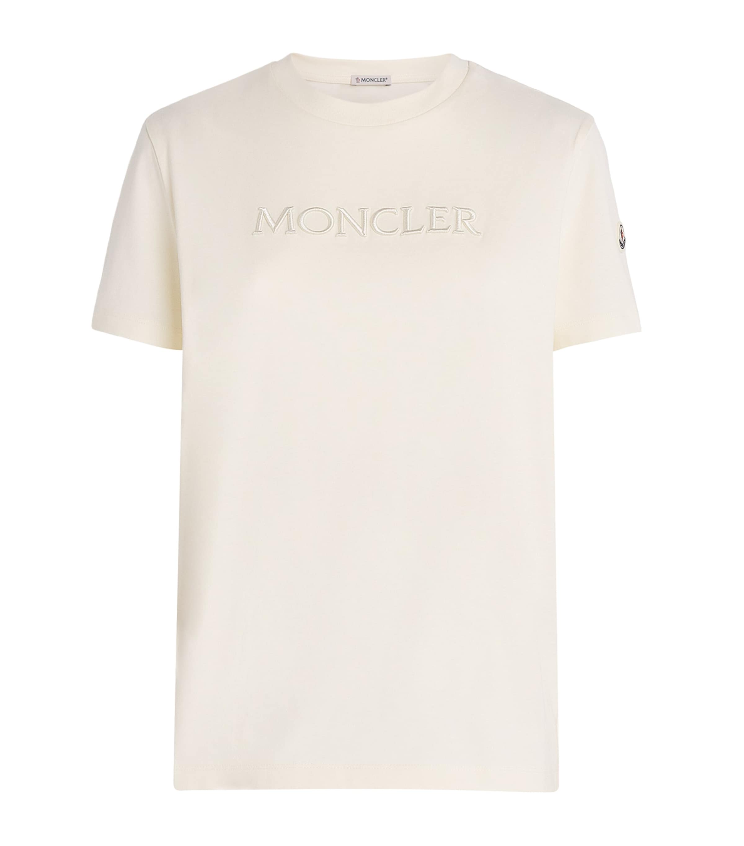 Moncler Cotton Logo Embroidered T-shirt In White