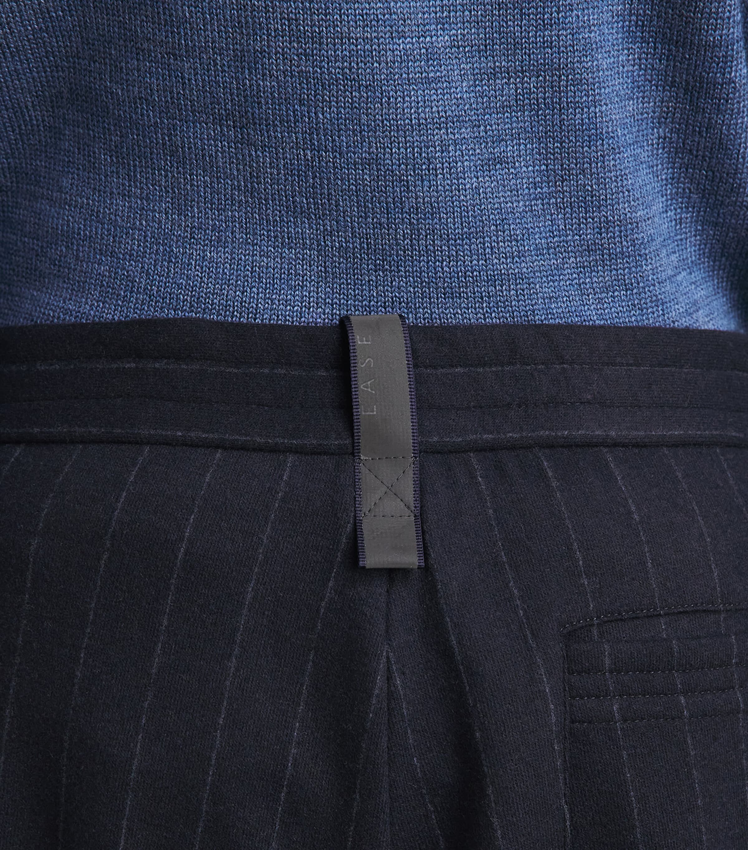 Sease Mens Wool-Cashmere-Blend Pinstripe Trousers Midnight Blue Image 3