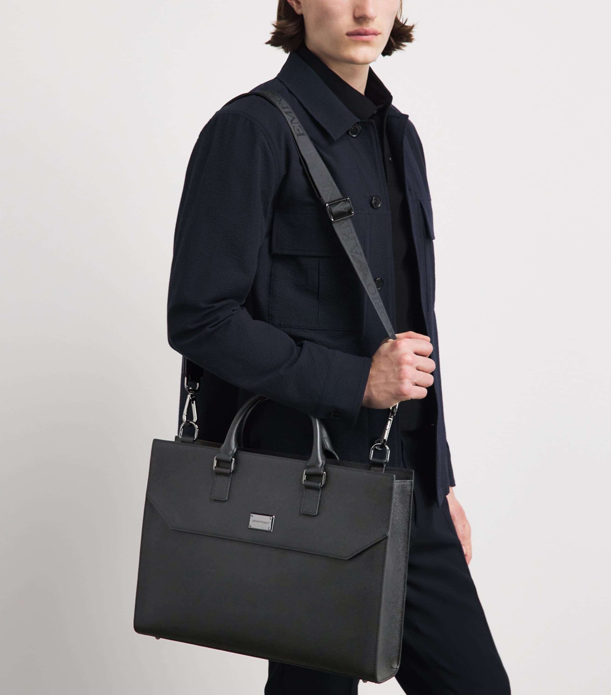 Emporio Armani Leather Logo Briefcase Image 2