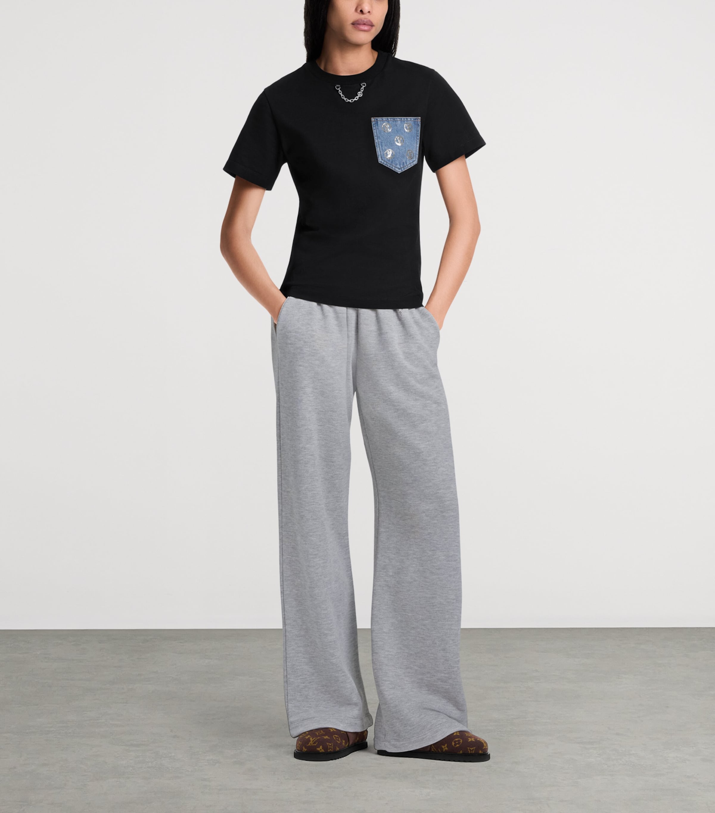 Cotton Pocket-Detail T-Shirt BLACK Image 4