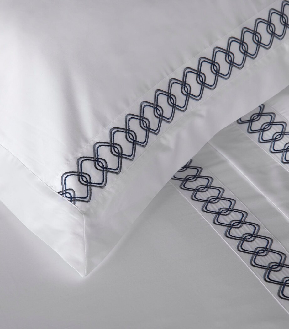 Cotton Ornato Super King Flat Sheet (300cm x 265cm) WHITE/MIDNIGHT Image 3