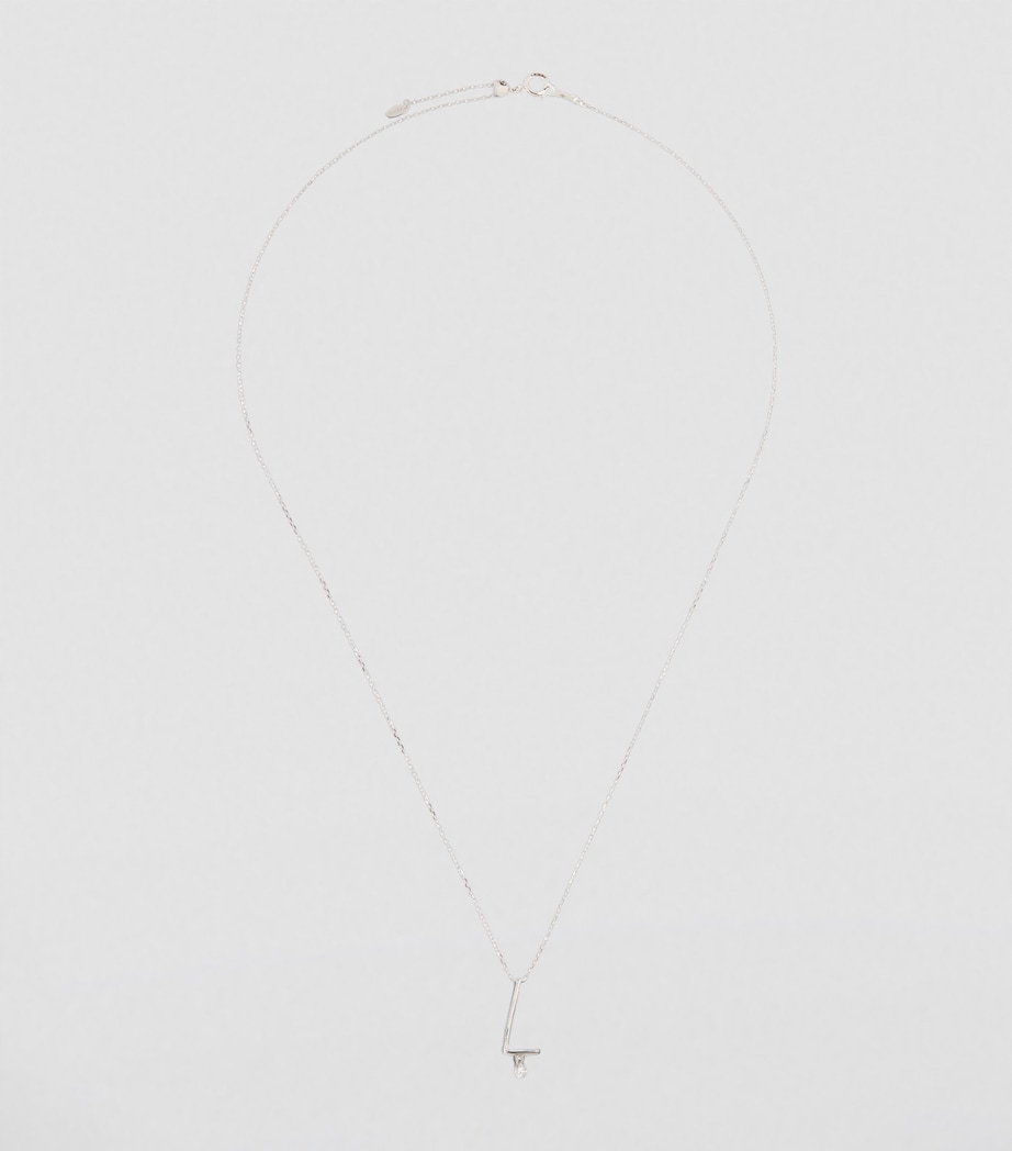 White Gold and Diamond Alphabet Necklace WHITE GOLD Image 2