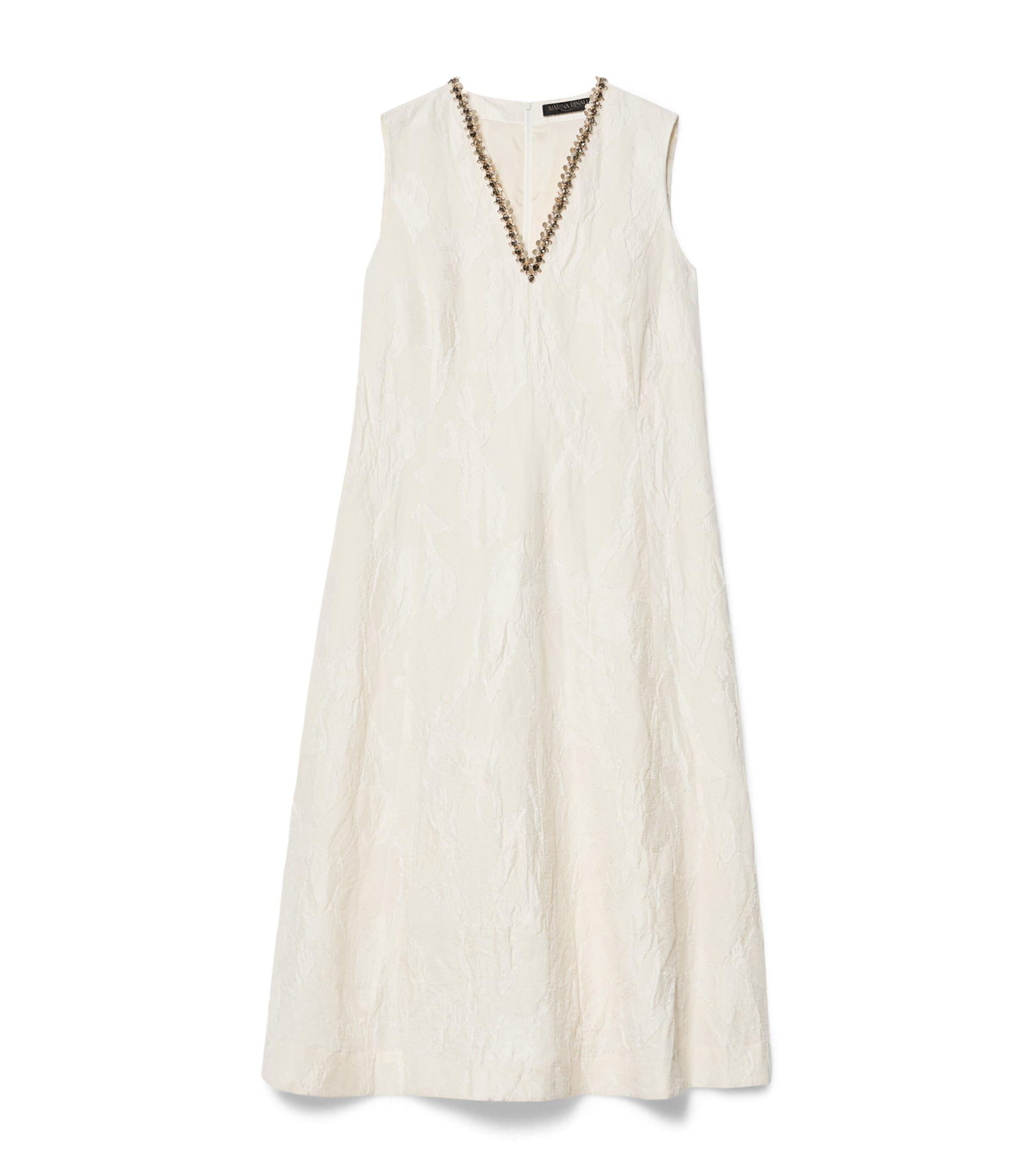 Marina Rinaldi Womens Cotton-Linen Flared Midi Dress Ivory Image 1