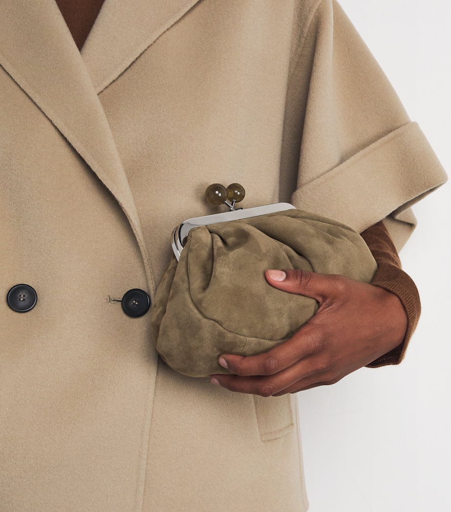 Small Suede Pasticcino Clutch Bag KAKI Image 2