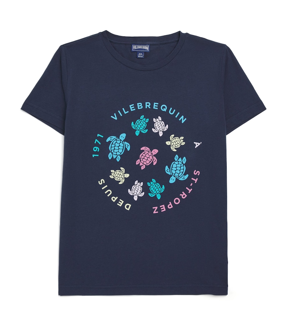Cotton Logo Turtle T-Shirt (2-14 Years) 390BLEU MARINE Image 1