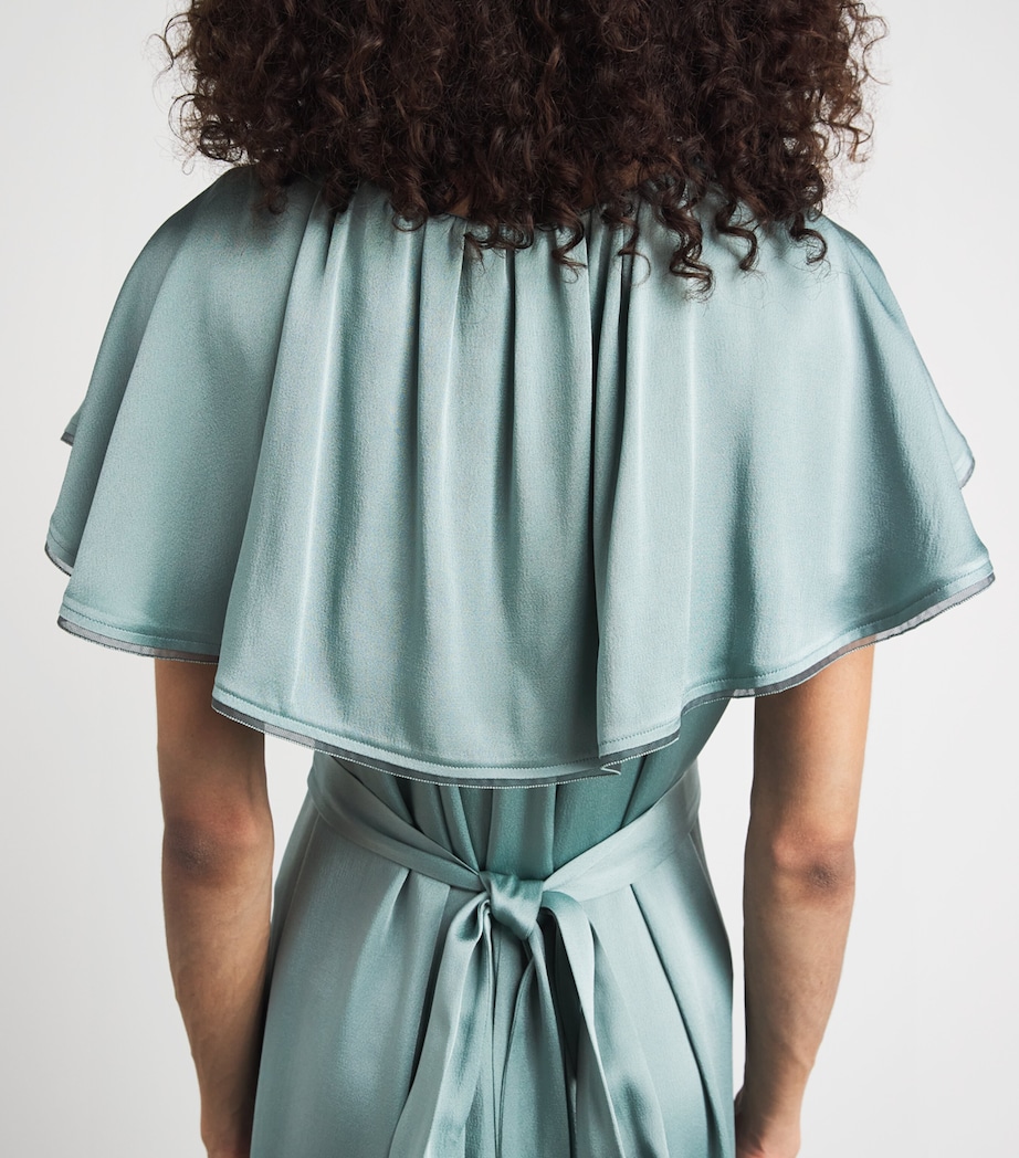 Fabiana Filippi Womens Satin Cape-Effect Midi Dress Verde Image 5