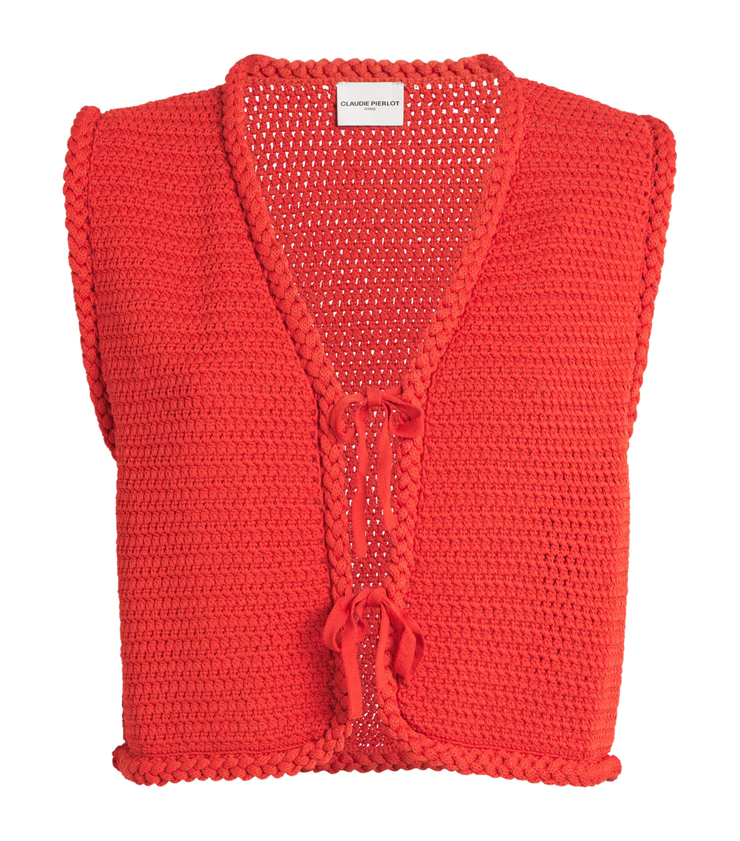 Claudie Pierlot Sleeveless Crochet Vest In Red