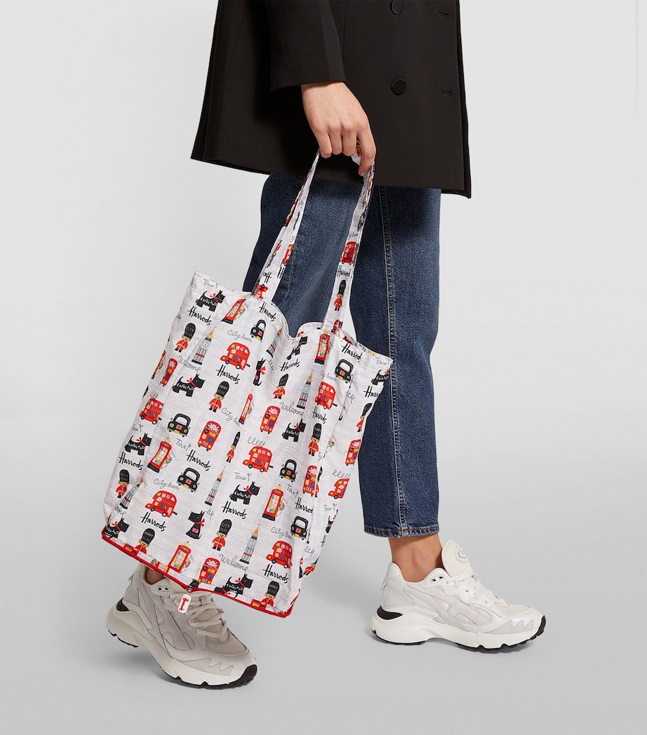 Harrods Recycled City Bear Pocket Shopper Bag Ivory Image 4