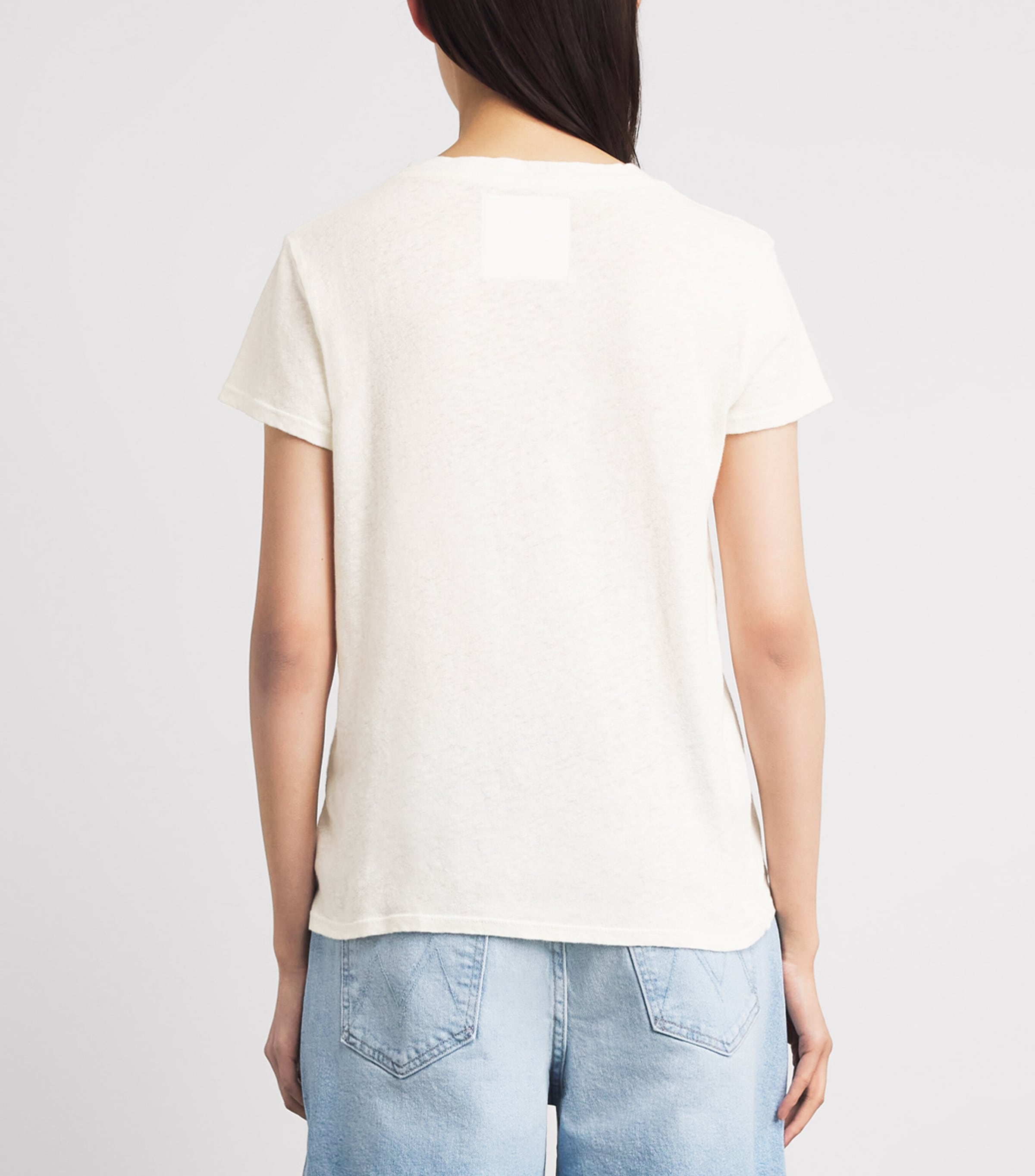 MOTHER Womens Cotton-Linen The Lil Sinful T-Shirt Patch Mother Image 5