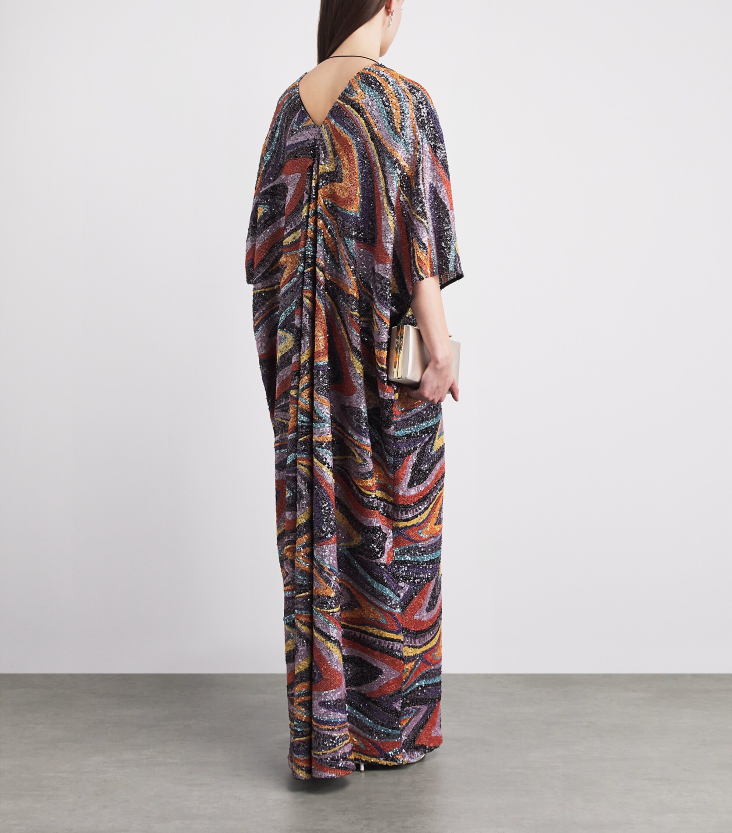 Taller Marmo Womens Sequin Gala Kaftan Maxi Dress Image 4