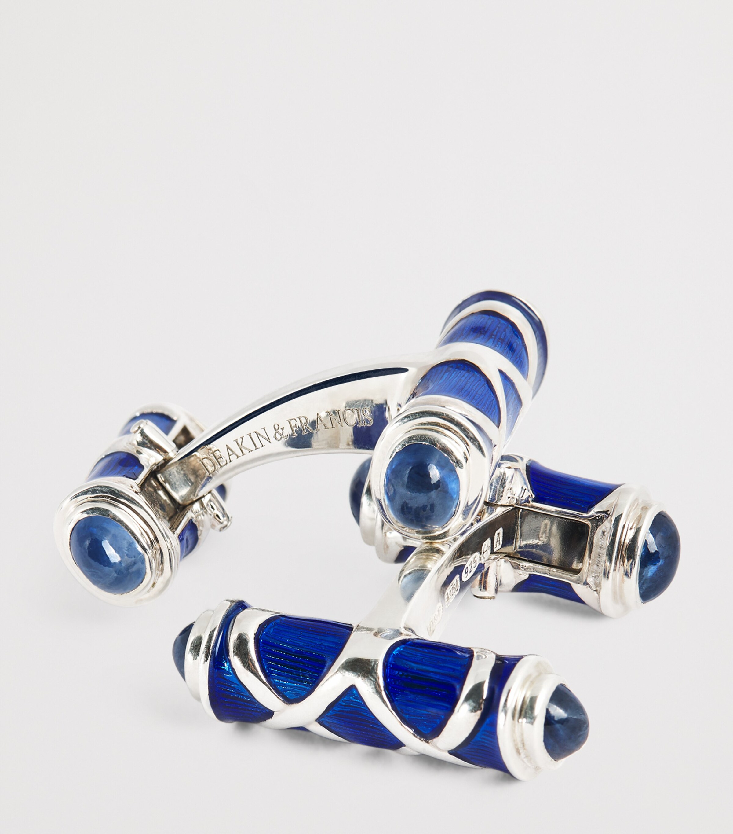 Deakin & Francis Sterling Silver and Sapphire Cufflinks Blue Image 6