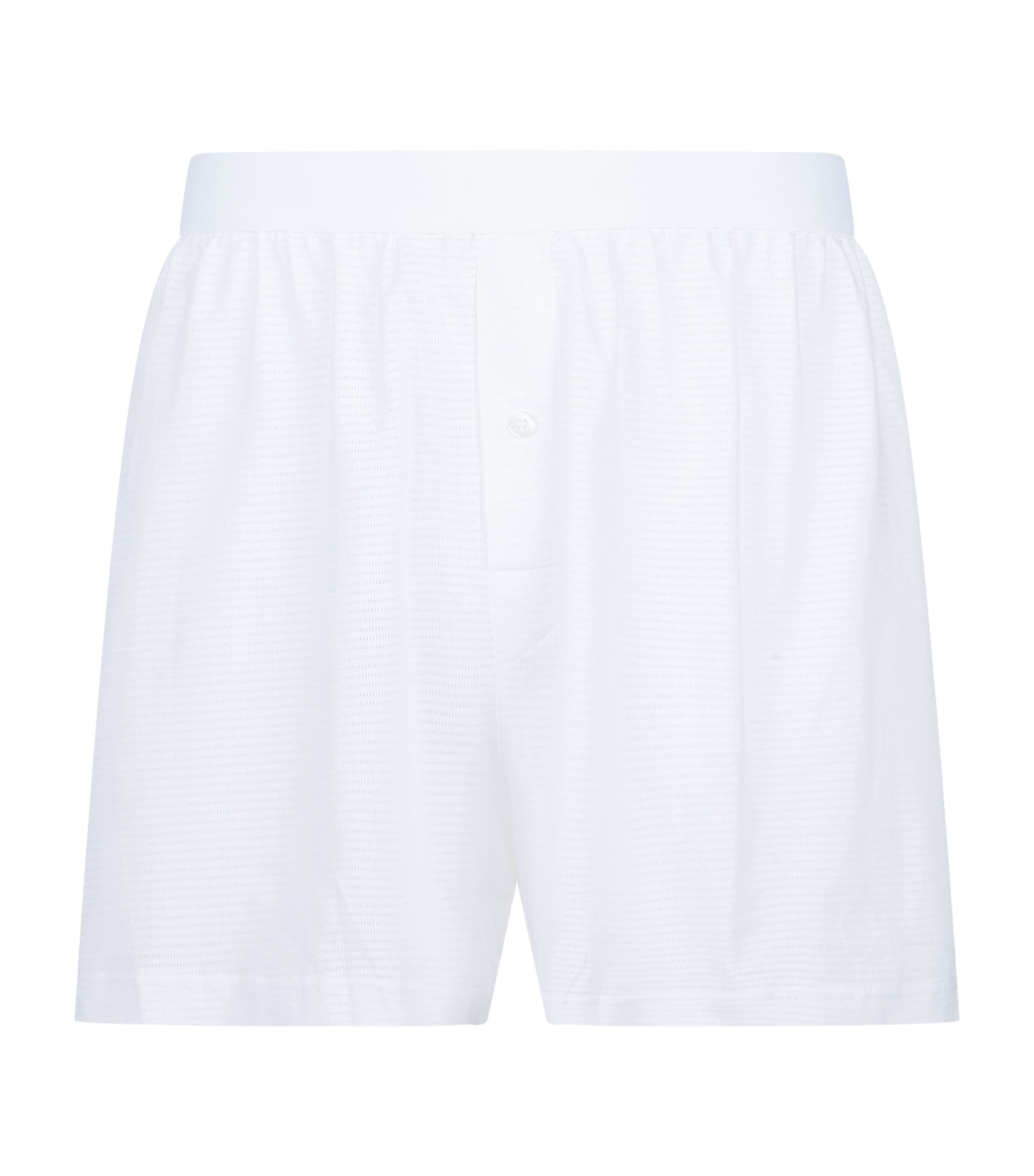 Sunspel Cellular Cotton Boxer Shorts In White