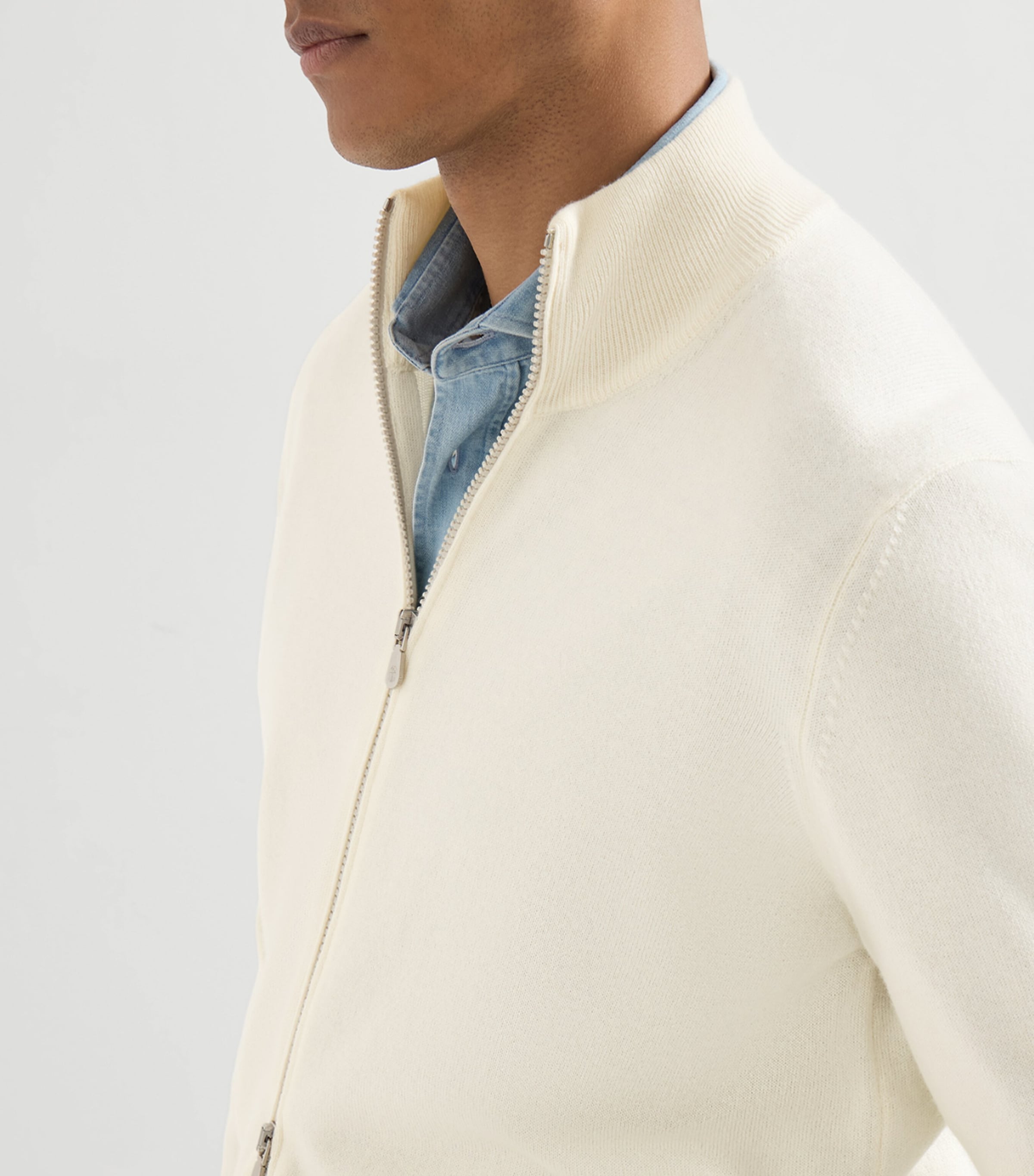 Brunello Cucinelli Mens Cashmere Zip-Up Cardigan Image 6
