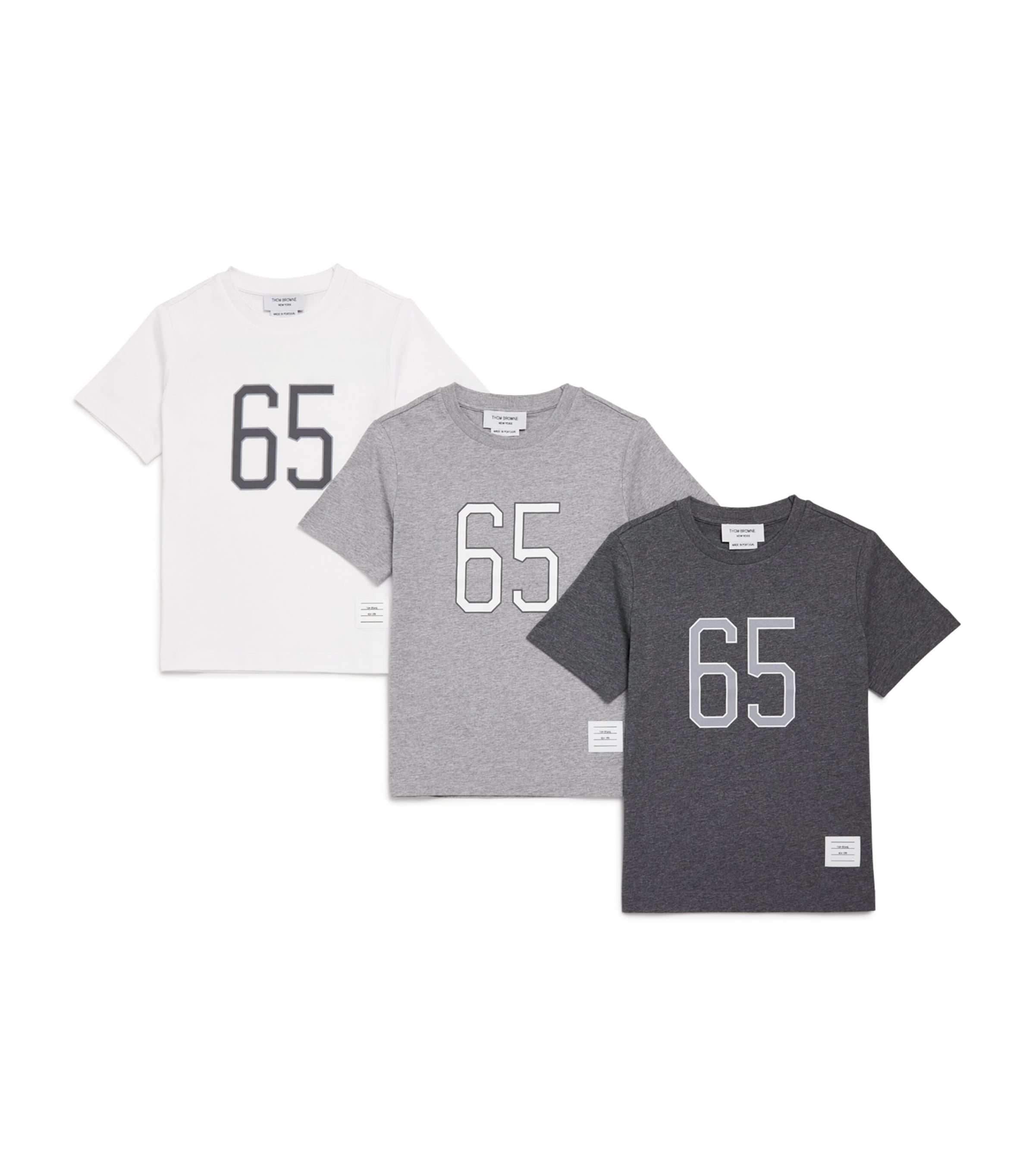 Thom Browne Kids Set of 3 Cotton Logo T-Shirts (2-12 Years) Med Grey Image 1