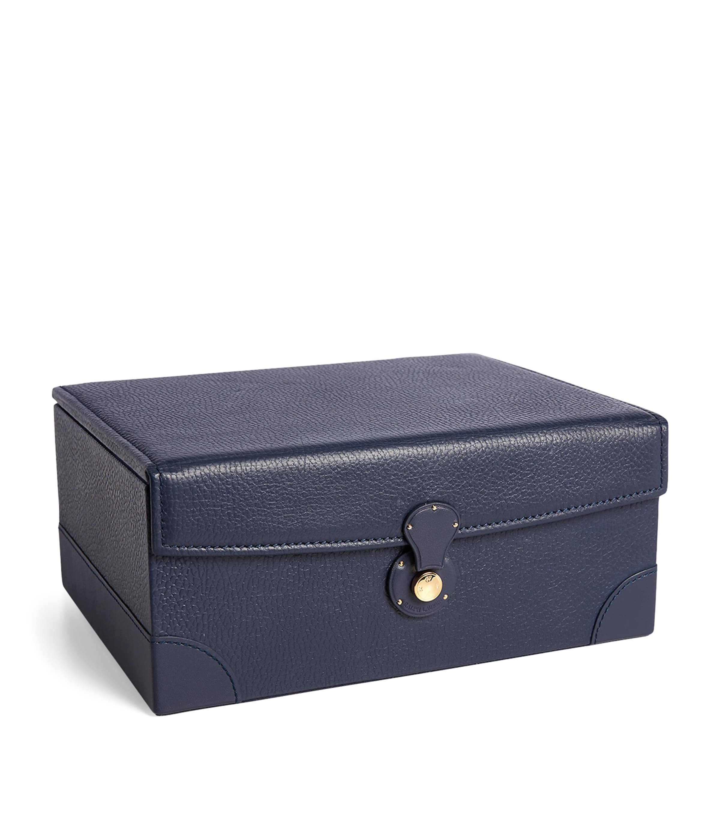 Shop Ralph Lauren Leather Ryan Trinket Box In Navy