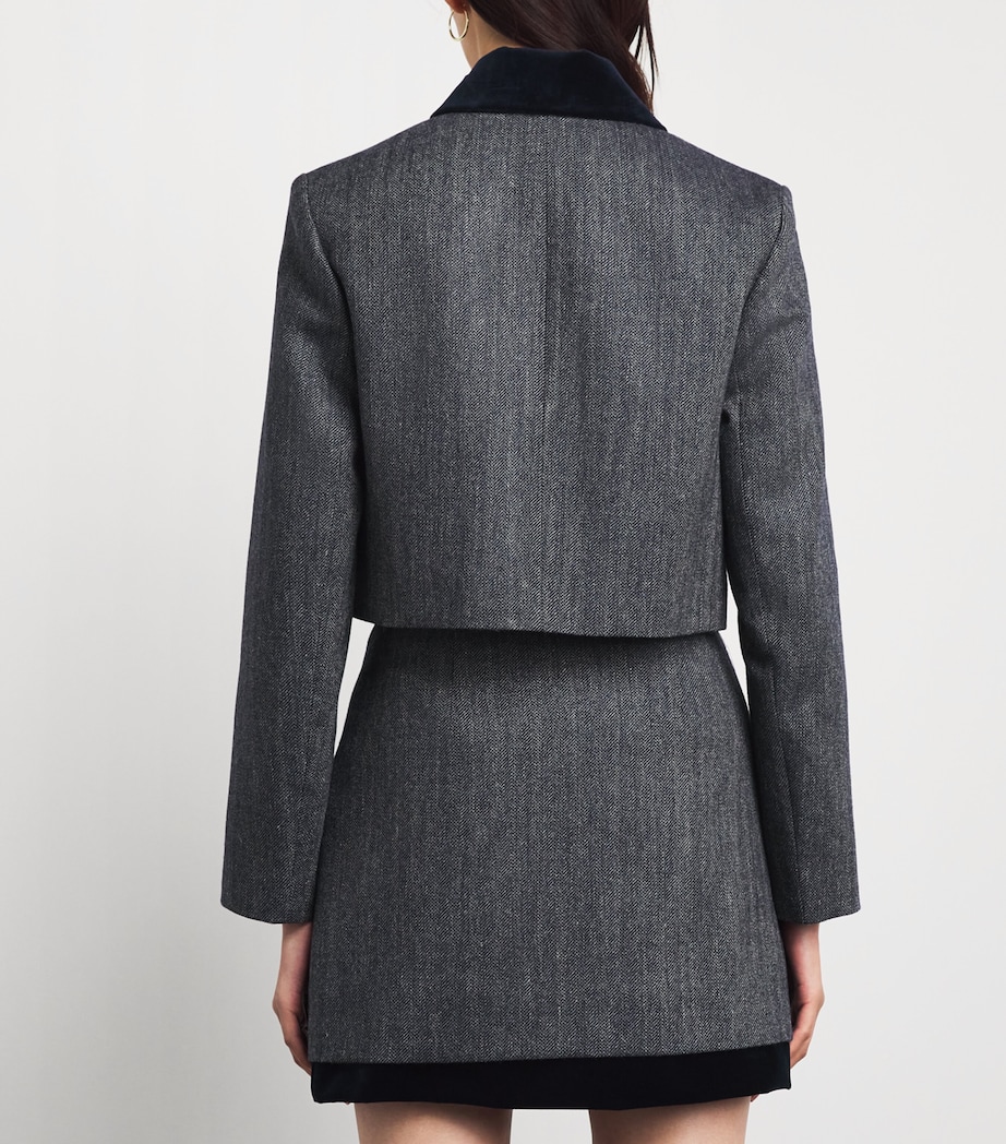 Claudie Pierlot Womens Tweed-Velvet Cropped Blazer Dual Color Image 5